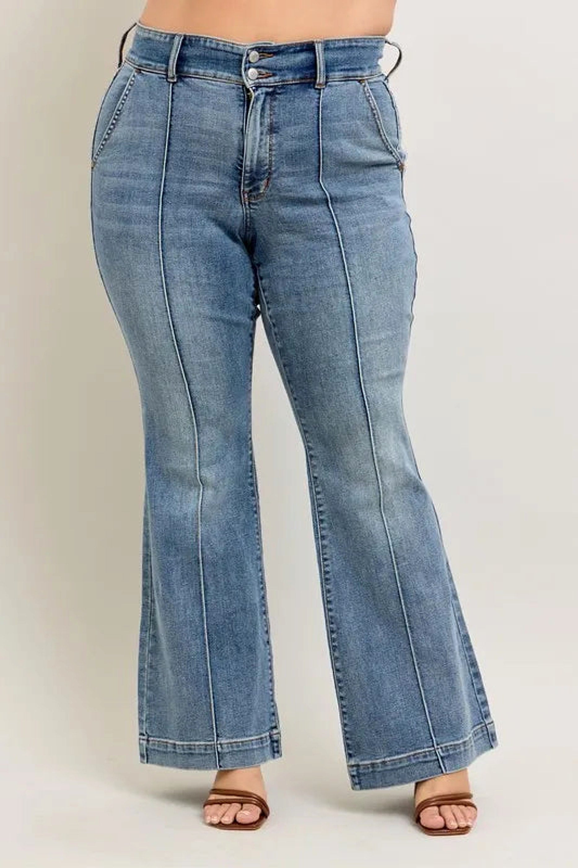 Judy Blue Full Size High-Waist Flare Denim Jeans with Front Seam Detail Plus Size - enhanced image 11