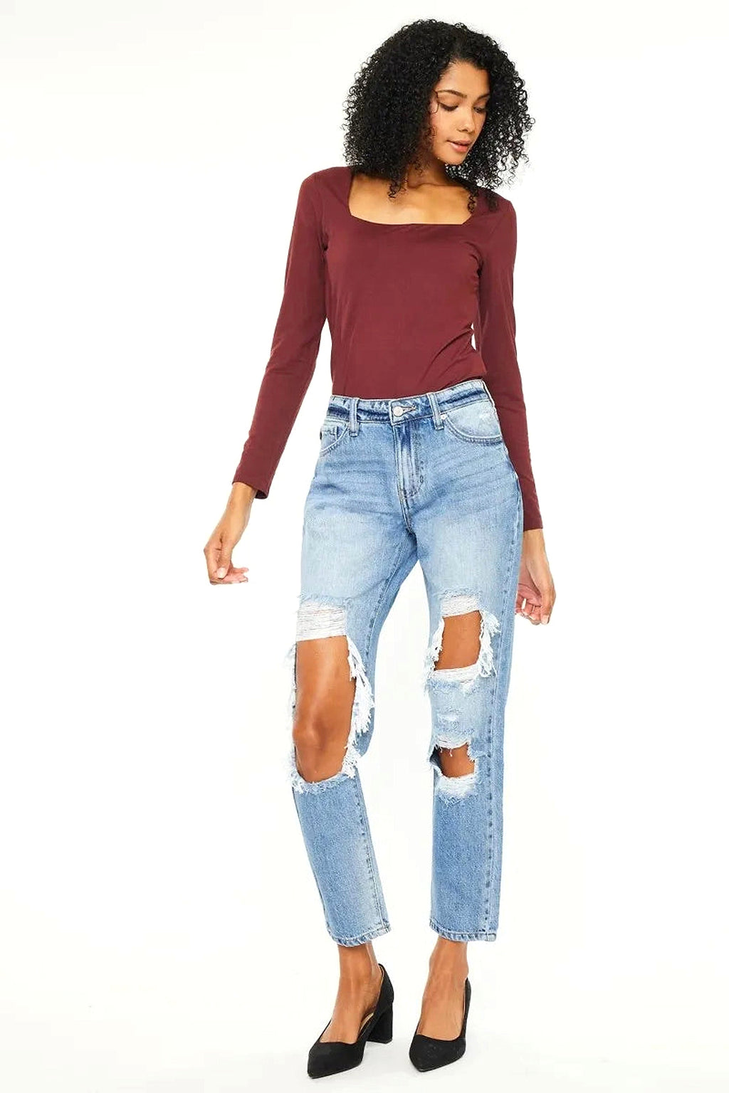 Kancan High Rise Distressed Boyfriend Jeans - enhanced image 11
