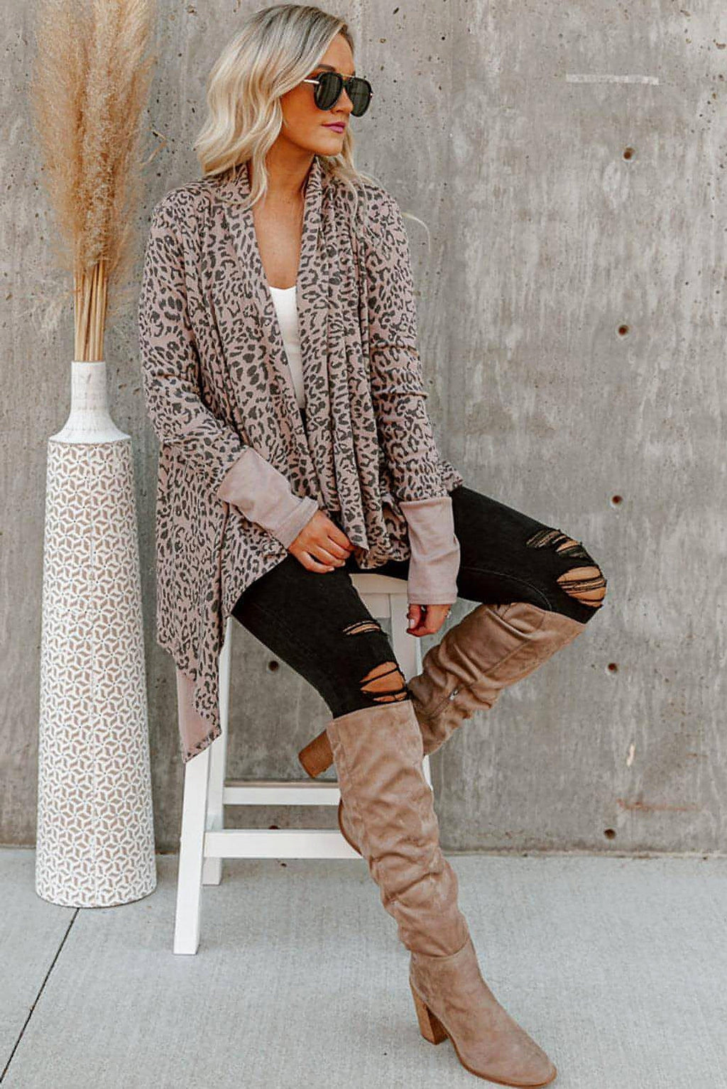 Leopard Open Front Cardigan - enhanced image 11