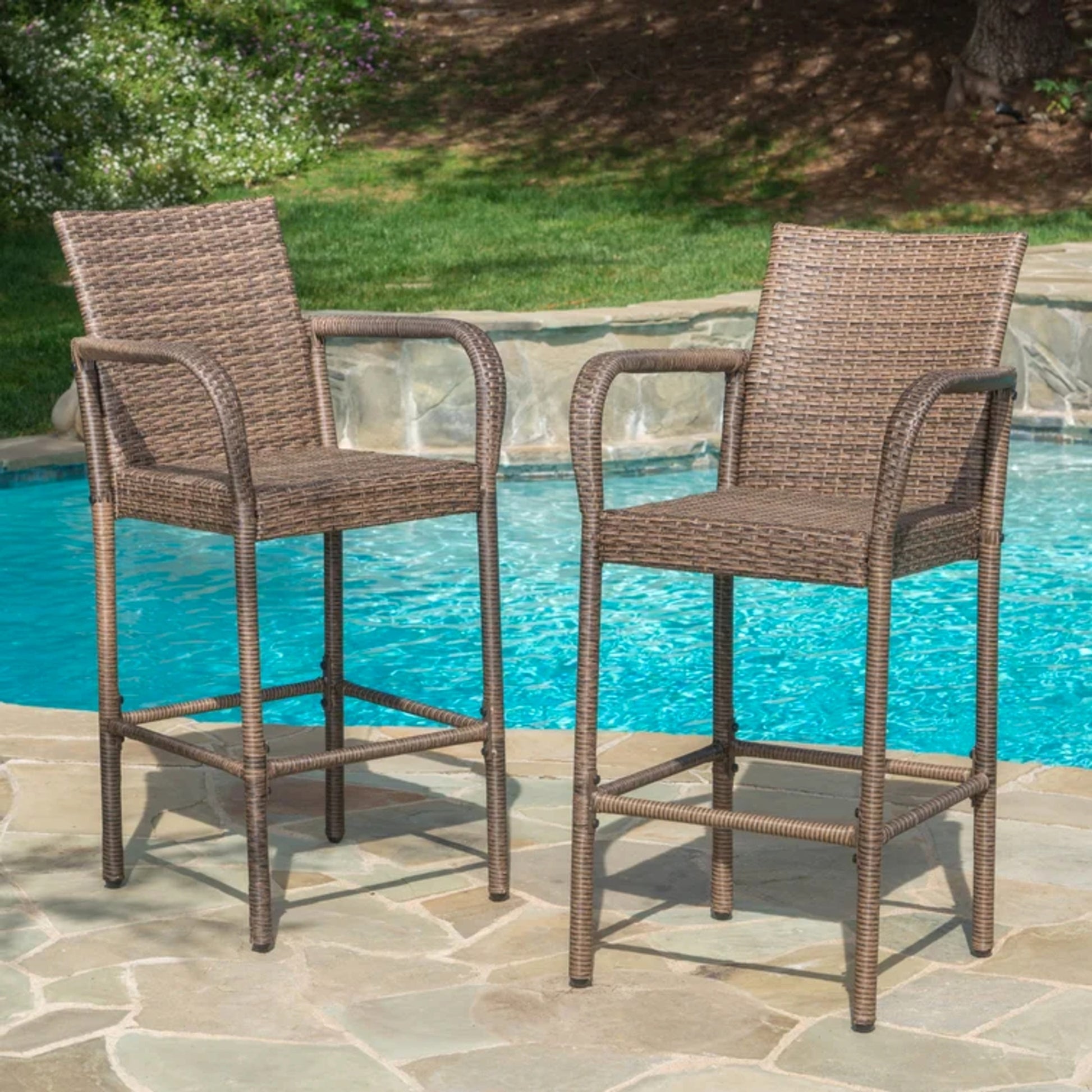 LuneluX_Home – Modern Outdoor Rattan Bar Stool (Brown) - enhanced image 11