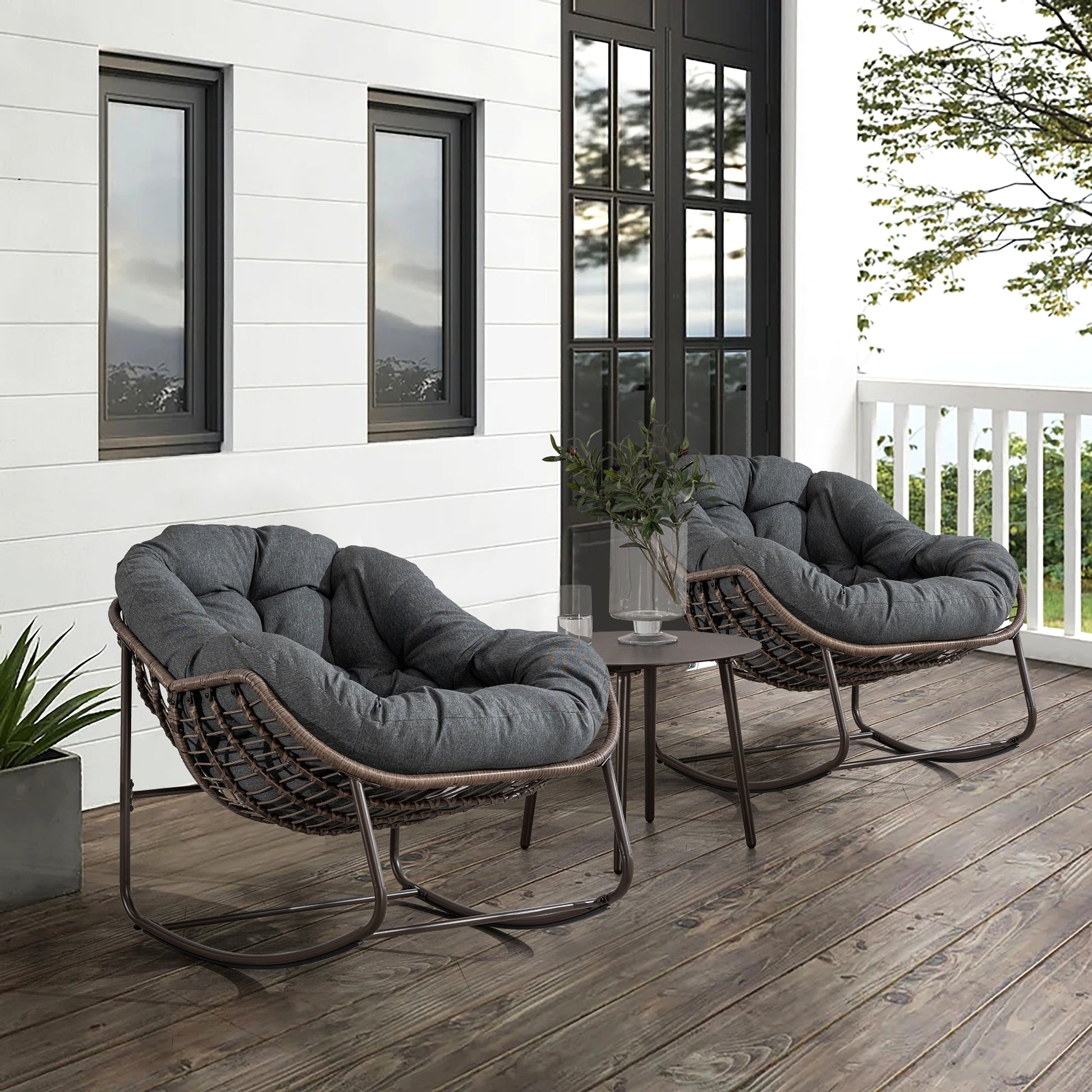 LuneluX_Home – Outdoor Rocking Lounge Chair with Cushion (Grey) - enhanced image 11