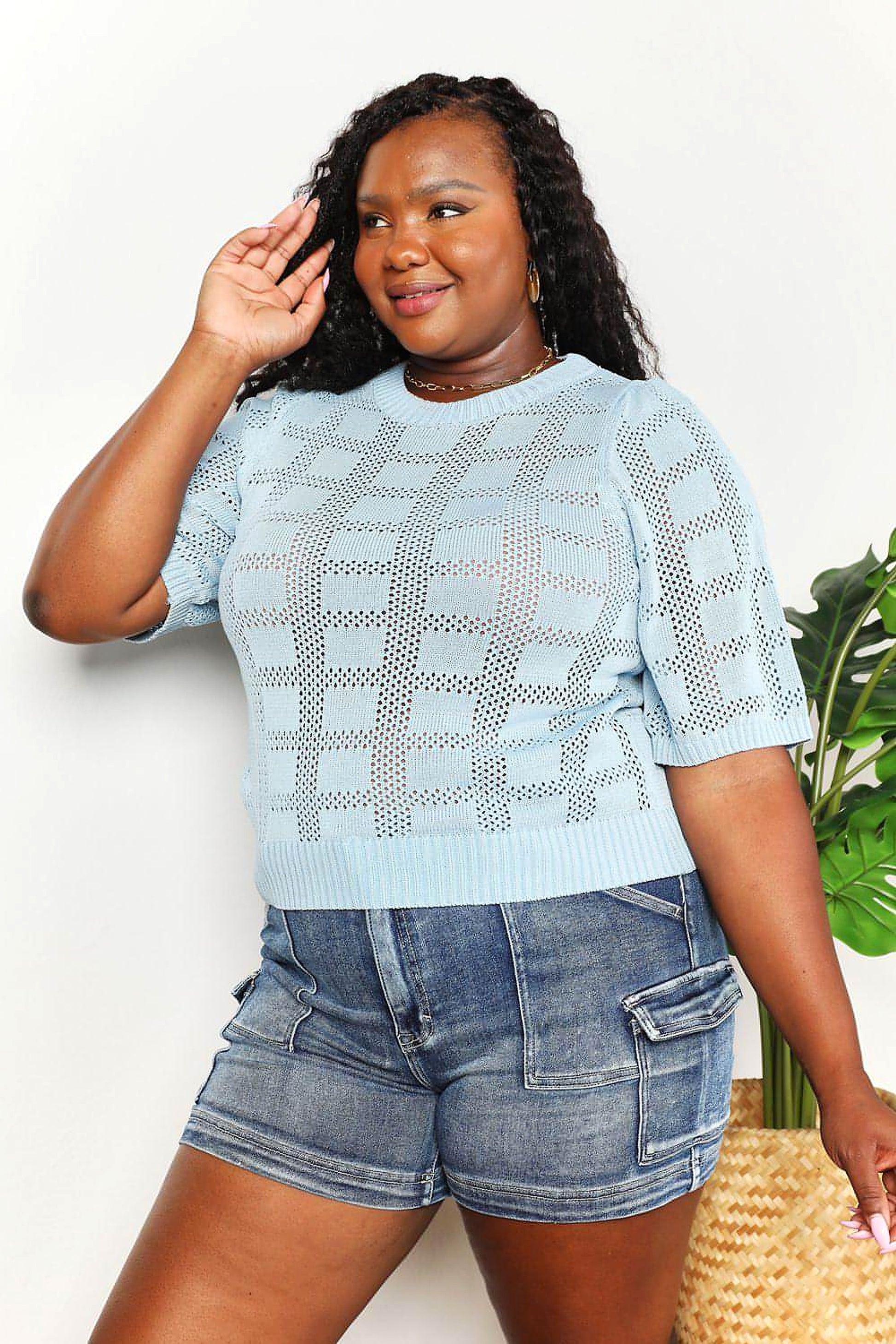 Mandy Ribbed Trim Round Neck Knit Top - enhanced image 11
