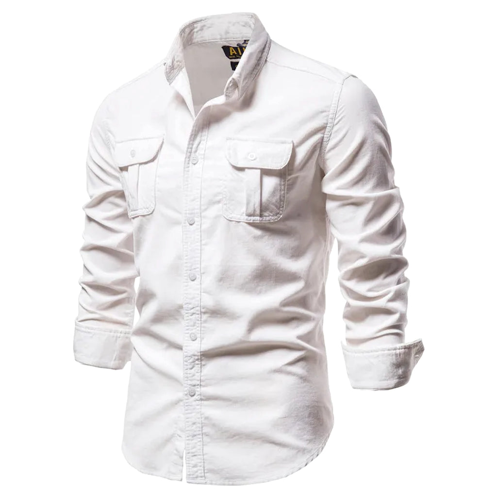 Men DressShirt College Tops Longsleeve Blue - enhanced image 11