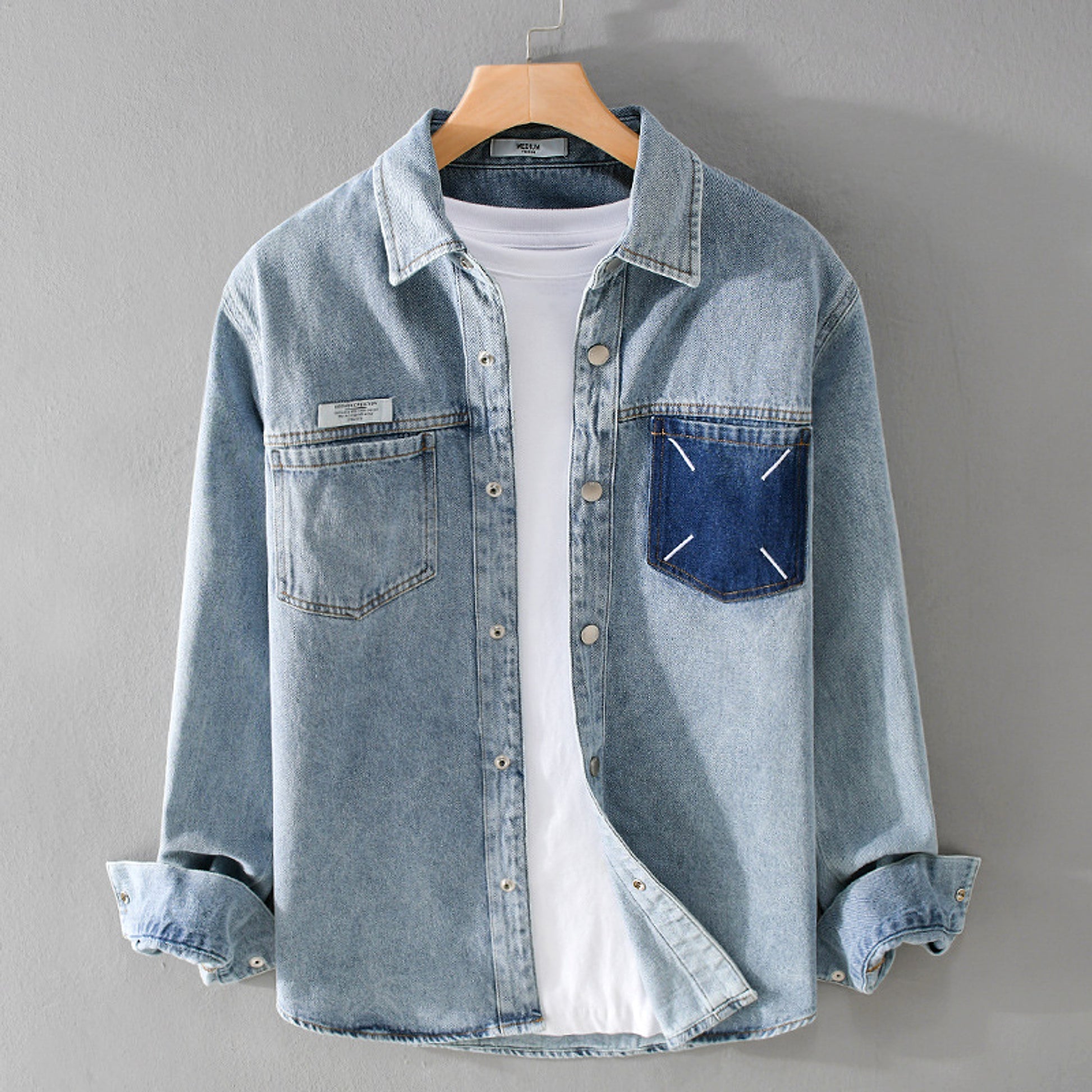 Men's Fashion Retro Denim Long-sleeved DressShirt - enhanced image 11