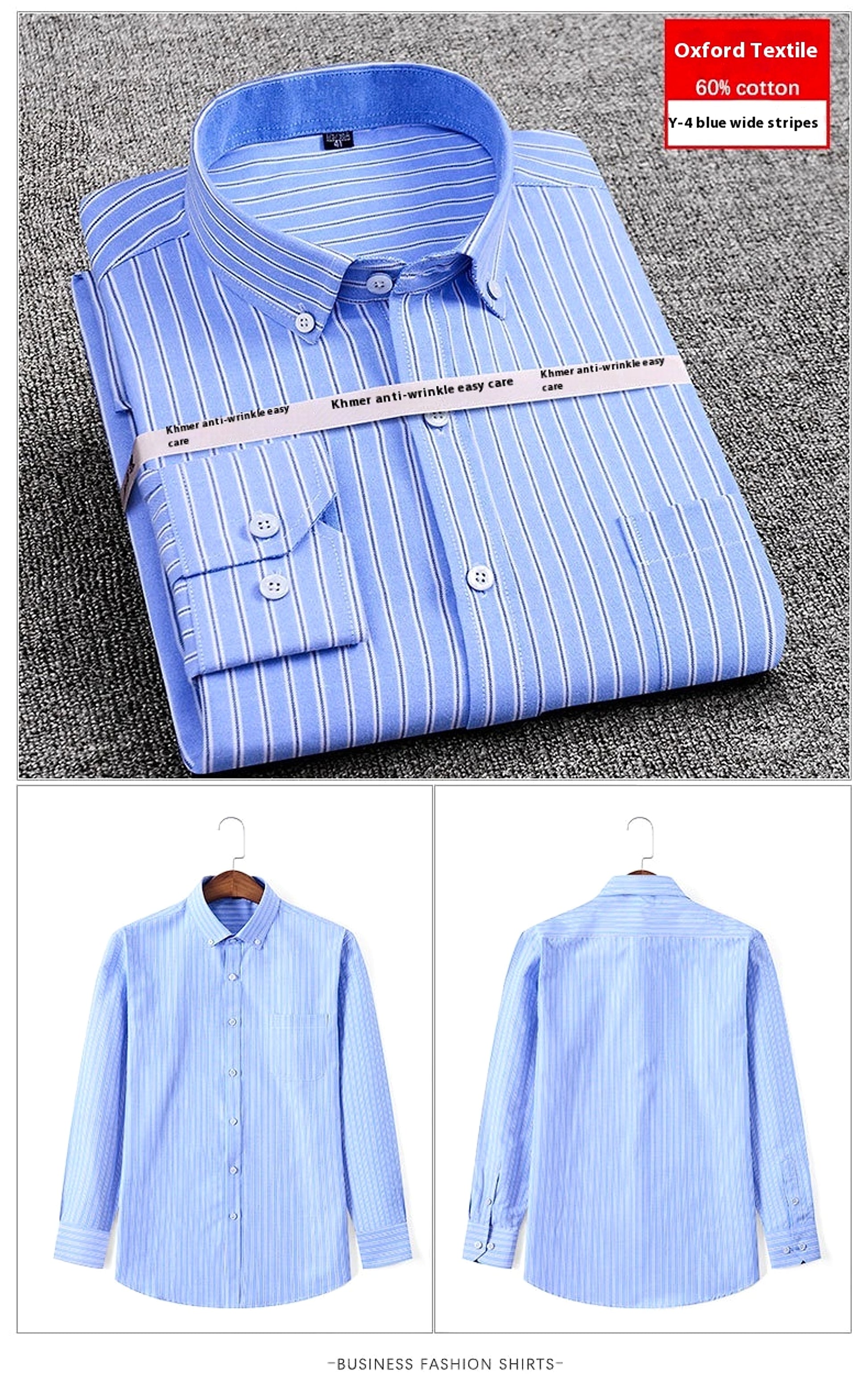 Men's Purified Cotton Long Sleeve DressShirt Anti-wrinkle Heartless Slim Fit - enhanced image 11