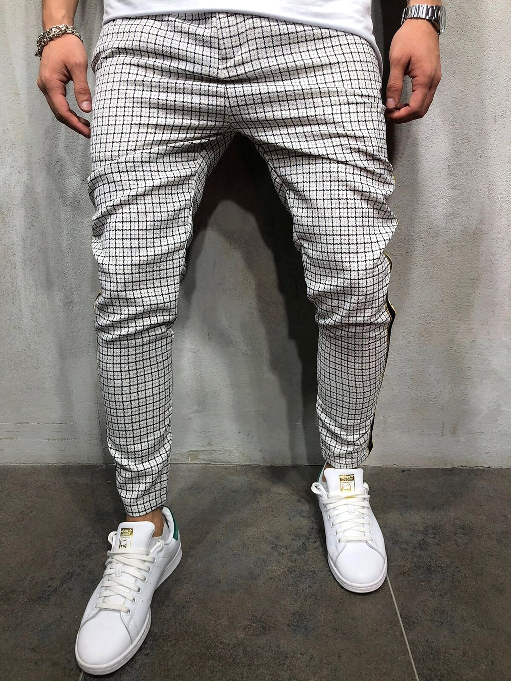 Men's Slim-fitting Cool Casual Sports Striped Side Ribbon Trousers (Jeans & Pants) - enhanced image 11
