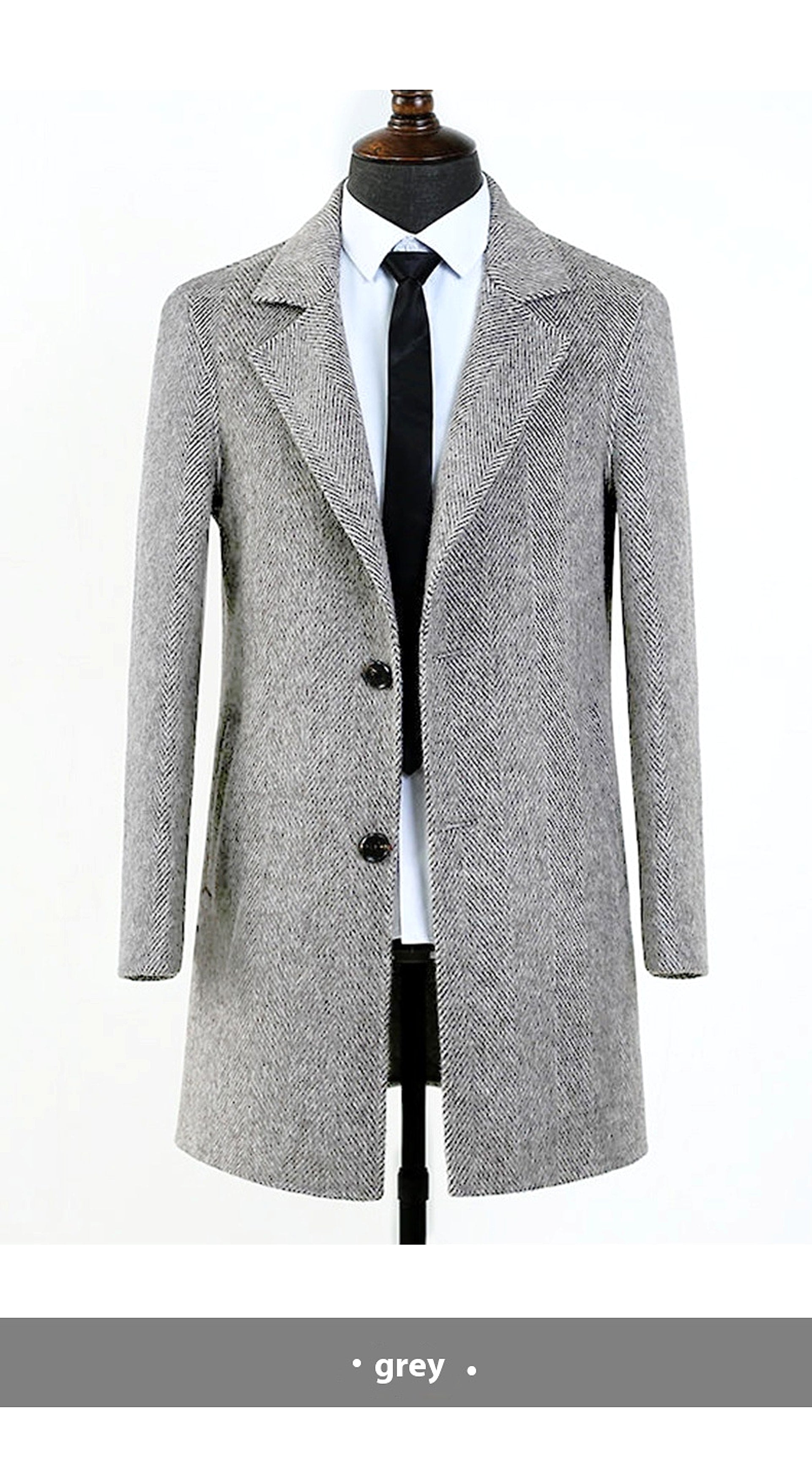 MetroElite™ Men's Wool Coat – Premium Herringbone Winter Edition - enhanced image 11