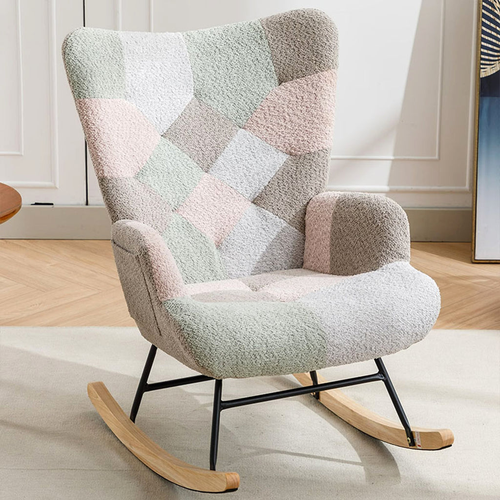 Modern Patchwork Rocking Chair – Macaron Edition - enhanced image 11