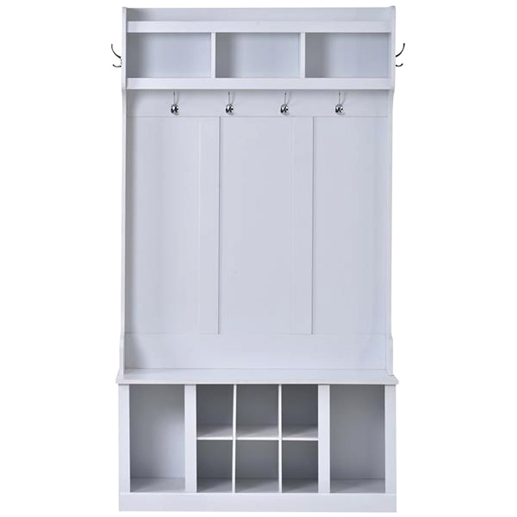 LuneluX_Home – Modern Farmhouse Hall Tree with Storage Bench & Hooks (White) - enhanced image 11