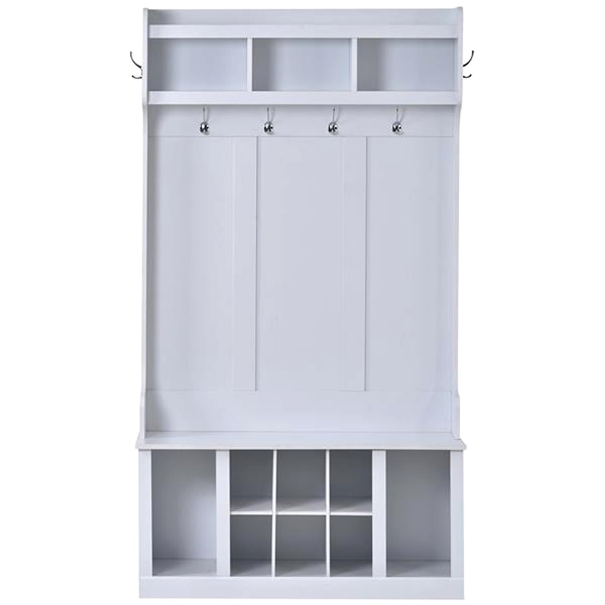 LuneluX_Home – Modern Farmhouse Hall Tree with Storage Bench & Hooks (White) - enhanced image 11