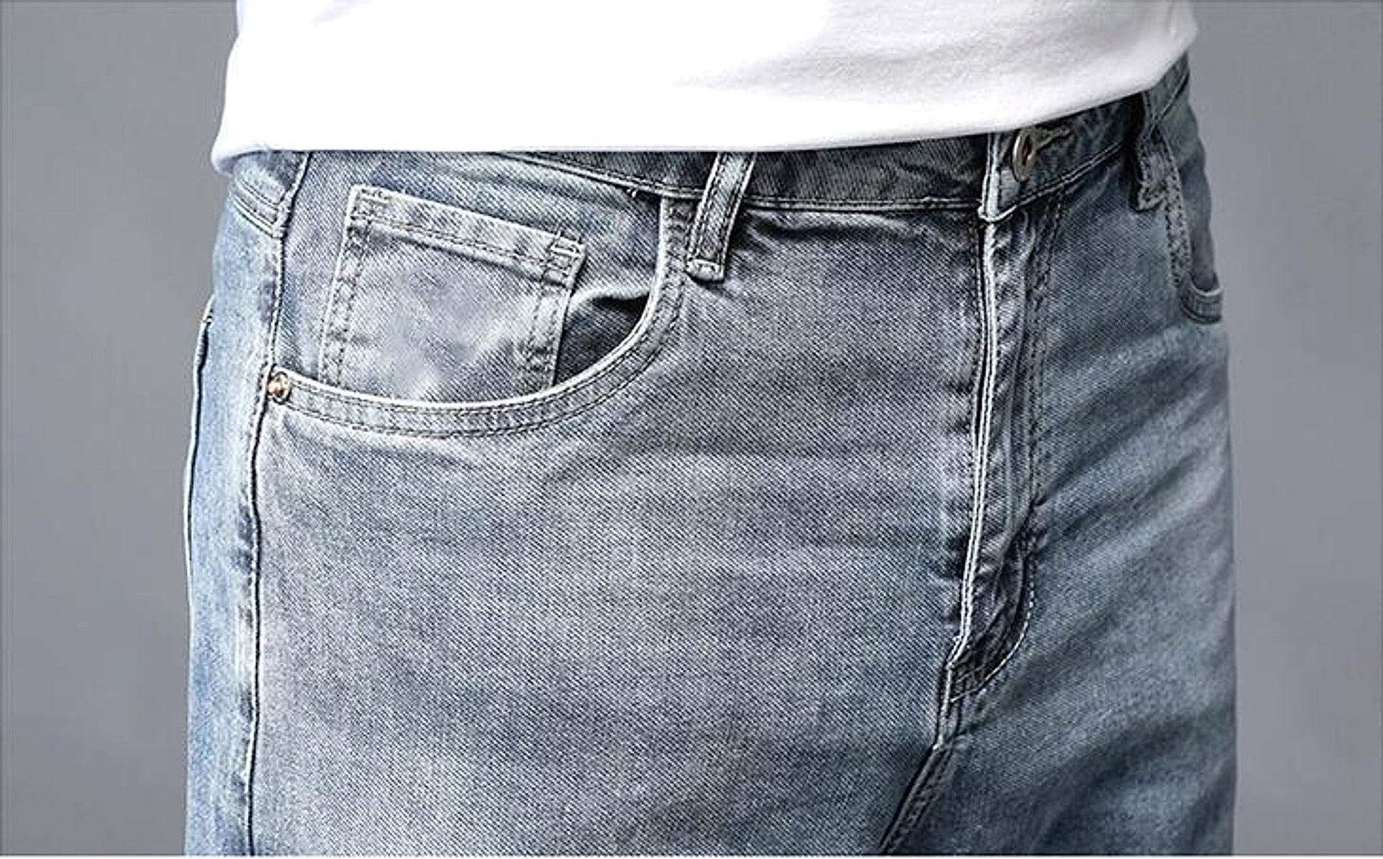 Nine-Point Washed Small Feet Jeans Straight-Leg Pants Men - enhanced image 11