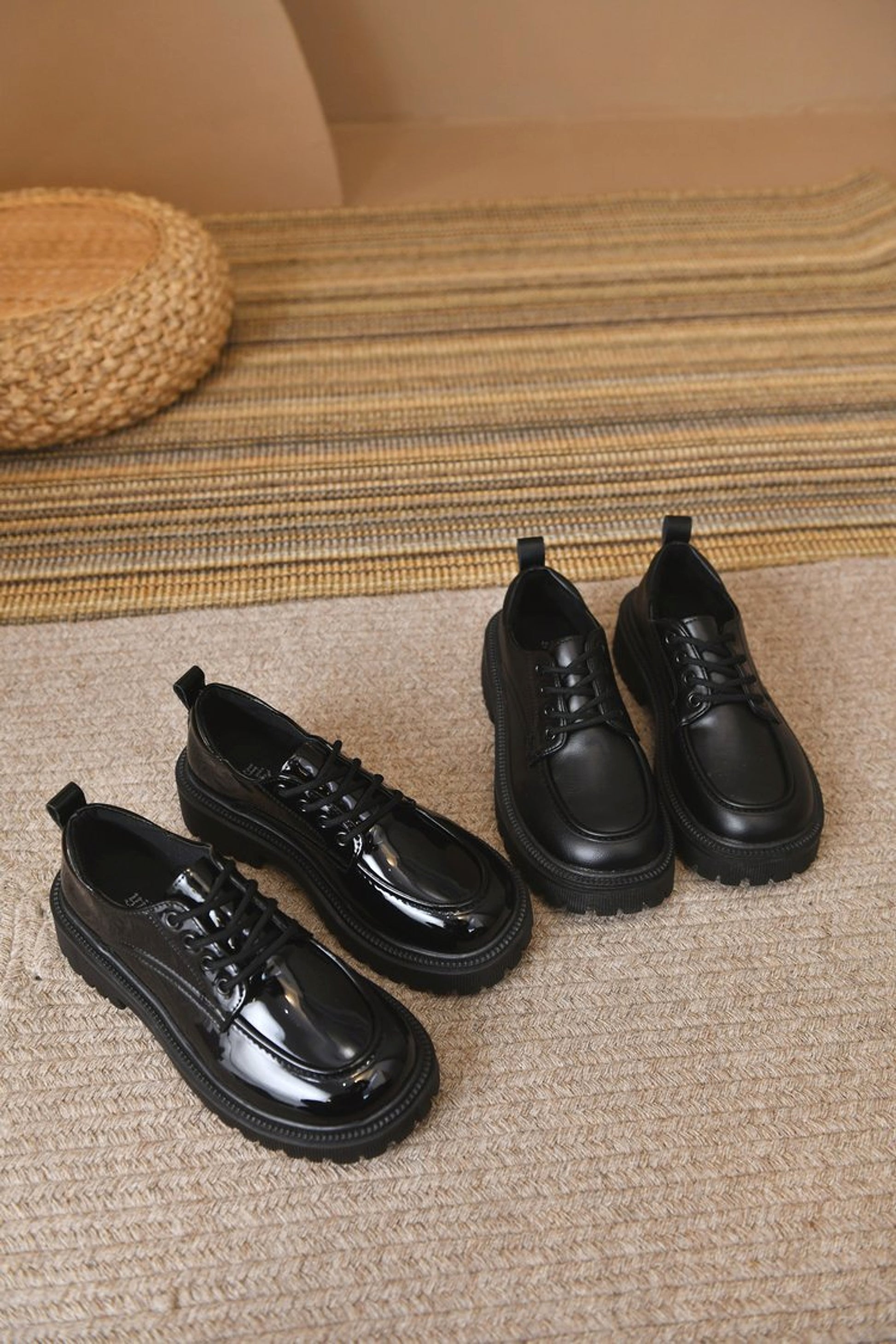 Platform Leather Shoes Women's British Style Slimming - enhanced image 11