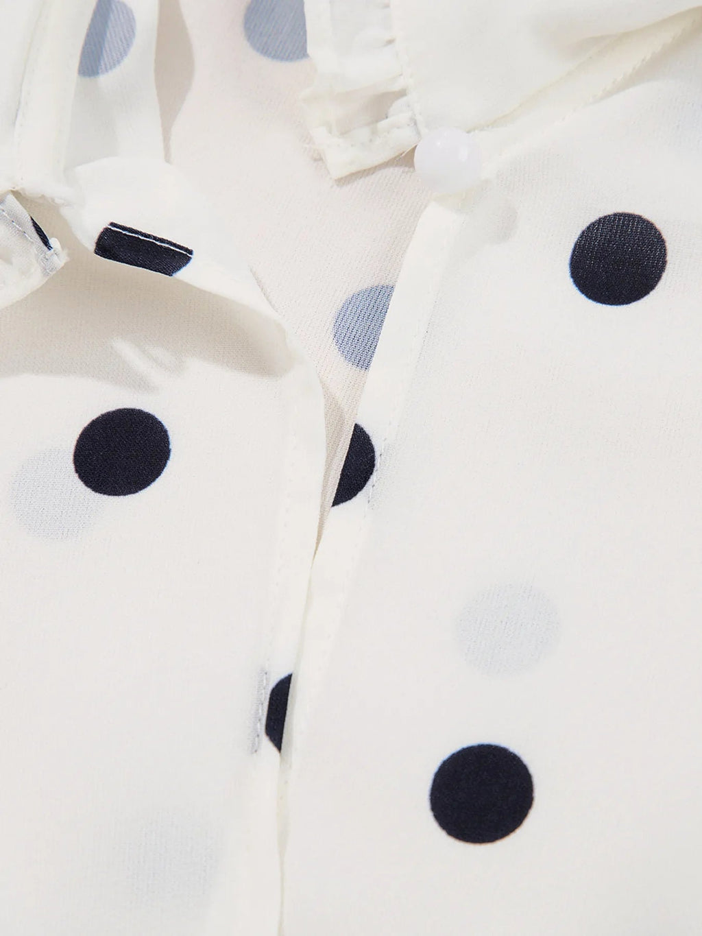 Polka Dot Collared Puff Sleeve Peplum Top - enhanced image 11