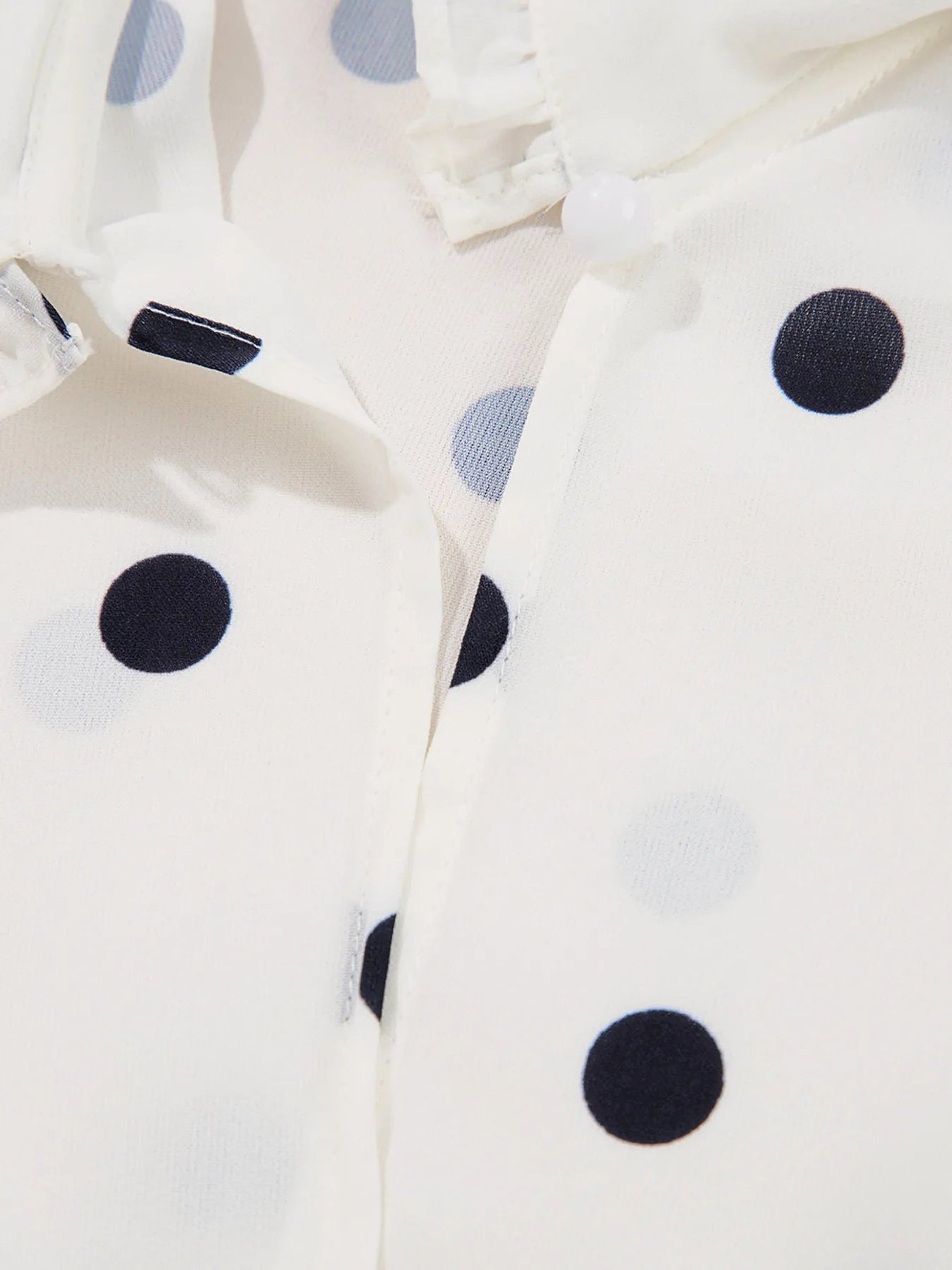 Polka Dot Collared Puff Sleeve Peplum Top - enhanced image 11