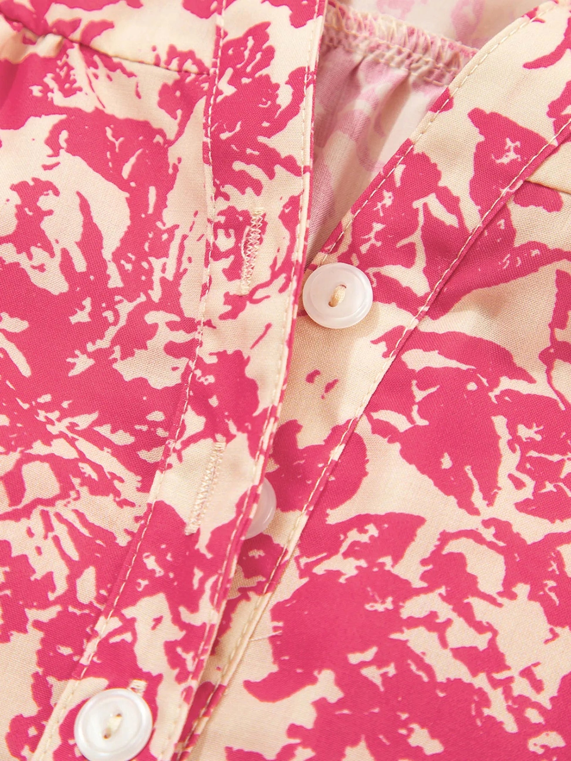 Printed Half Button Neck Ruffle Sleeve Blouse - enhanced image 11