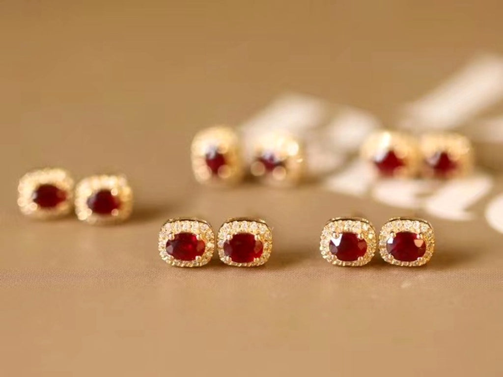 ❤️‍🔥 HF™ – Pigeon Ruby Studs | 18K Royal Edition - enhanced image 11