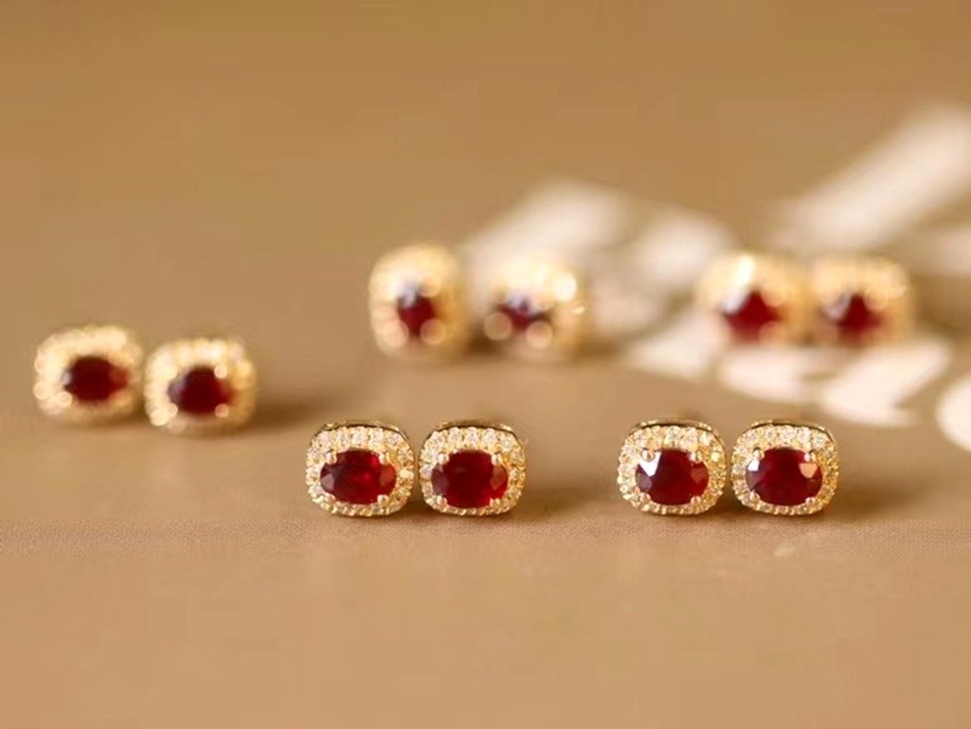 ❤️‍🔥 HF™ – Pigeon Ruby Studs | 18K Royal Edition - enhanced image 11