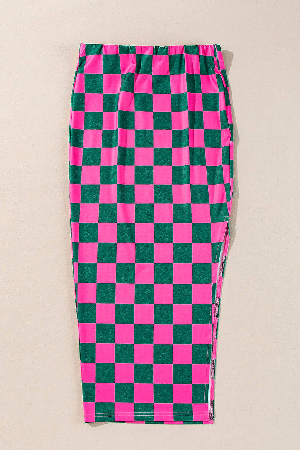 Rose Checkered Print Side Slit High Waist Midi Skirt - enhanced image 11