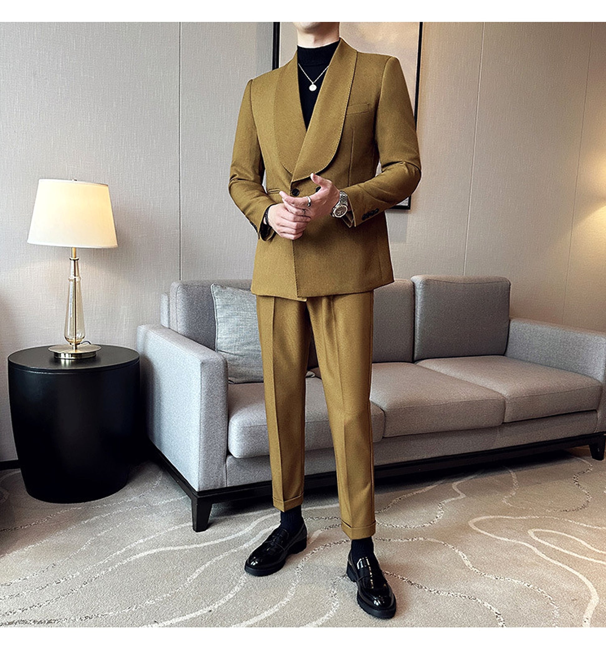 RoyalElite™ Men's Suit – Double-Breasted Business Elegance - enhanced image 11