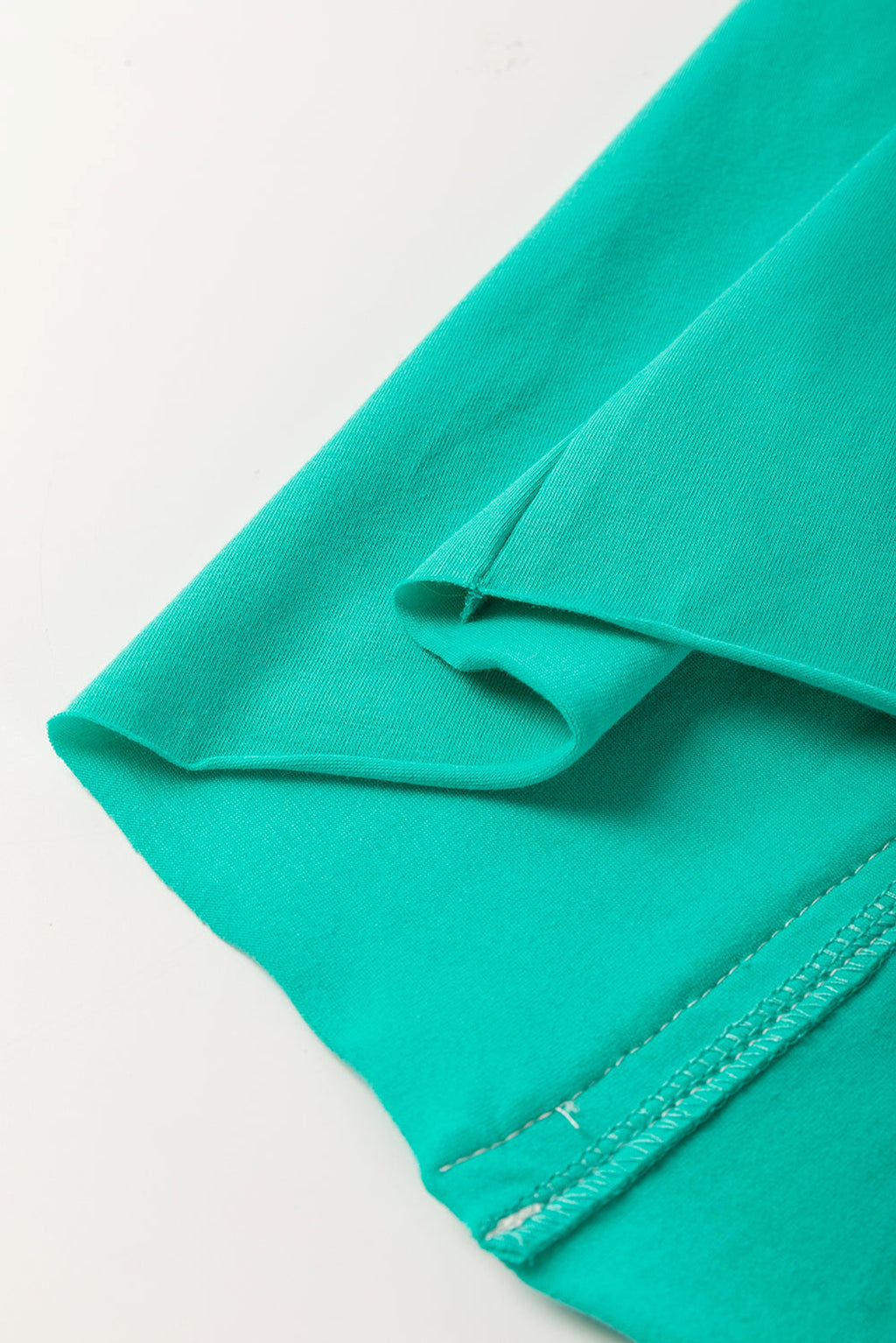 Sea Green Lace Bow Raw Edge Drop Shoulder Casual T Shirt - enhanced image 11