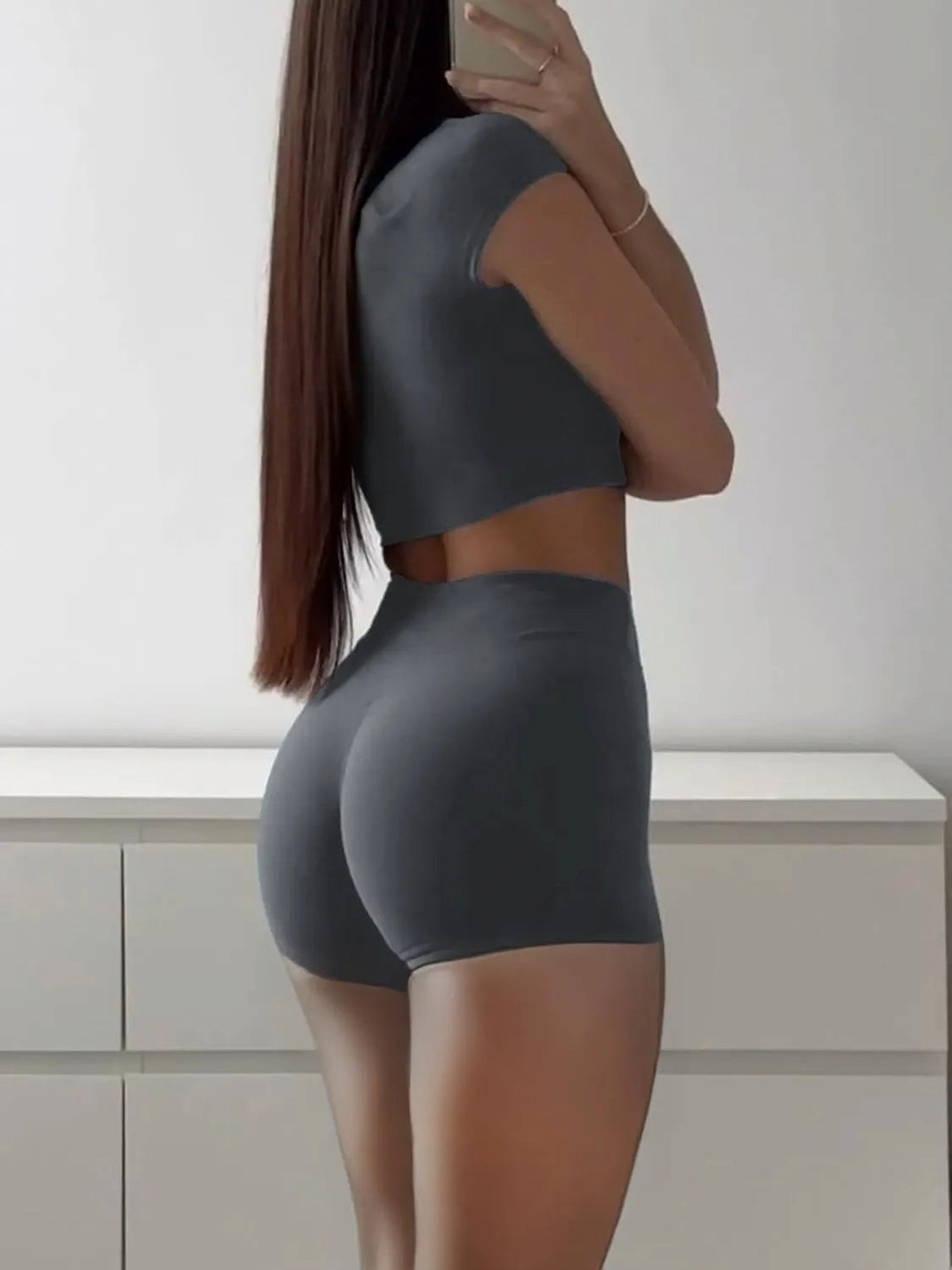 Short Sleeve Crop Top and Shorts Set - enhanced image 11