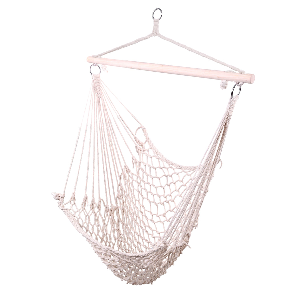 SolunaWeave™ – Cotton Rope Hanging Chair (Beige) - enhanced image 11