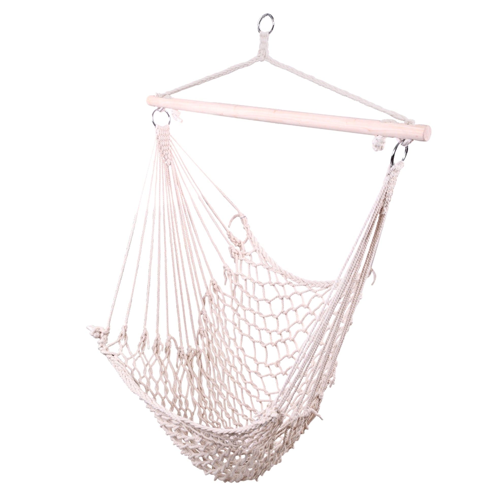 SolunaWeave™ – Cotton Rope Hanging Chair (Beige) - enhanced image 11