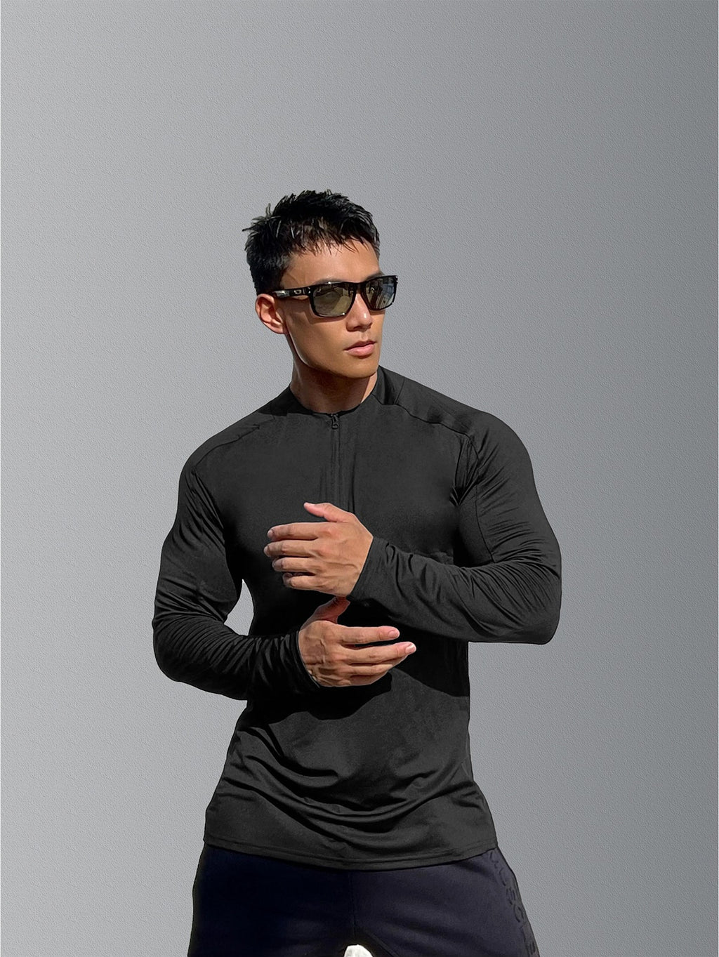 Sports Fitness Men's Long Sleeve Top Zip-up Shirt Trousers Two-piece Suit - enhanced image 11