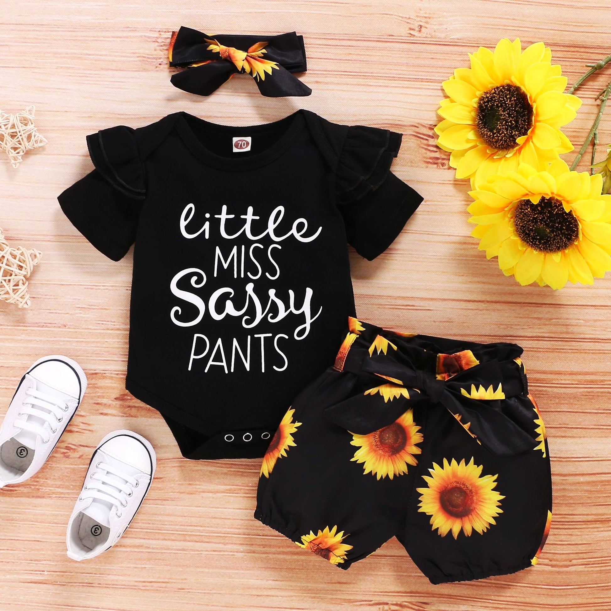 SunnyBloom™ – 3-Piece Baby Girl Sunflower Outfit - enhanced image 11
