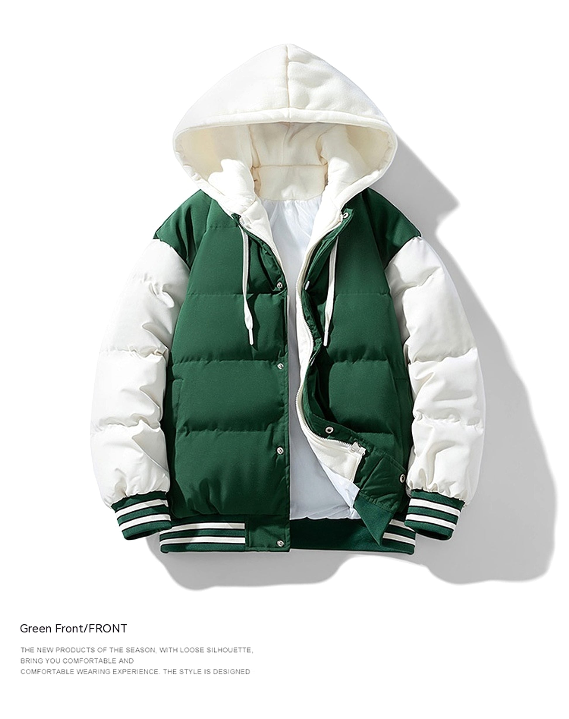 Thickened Down Cotton Jacket With Hood And Two Fake Pieces Men - enhanced image 11