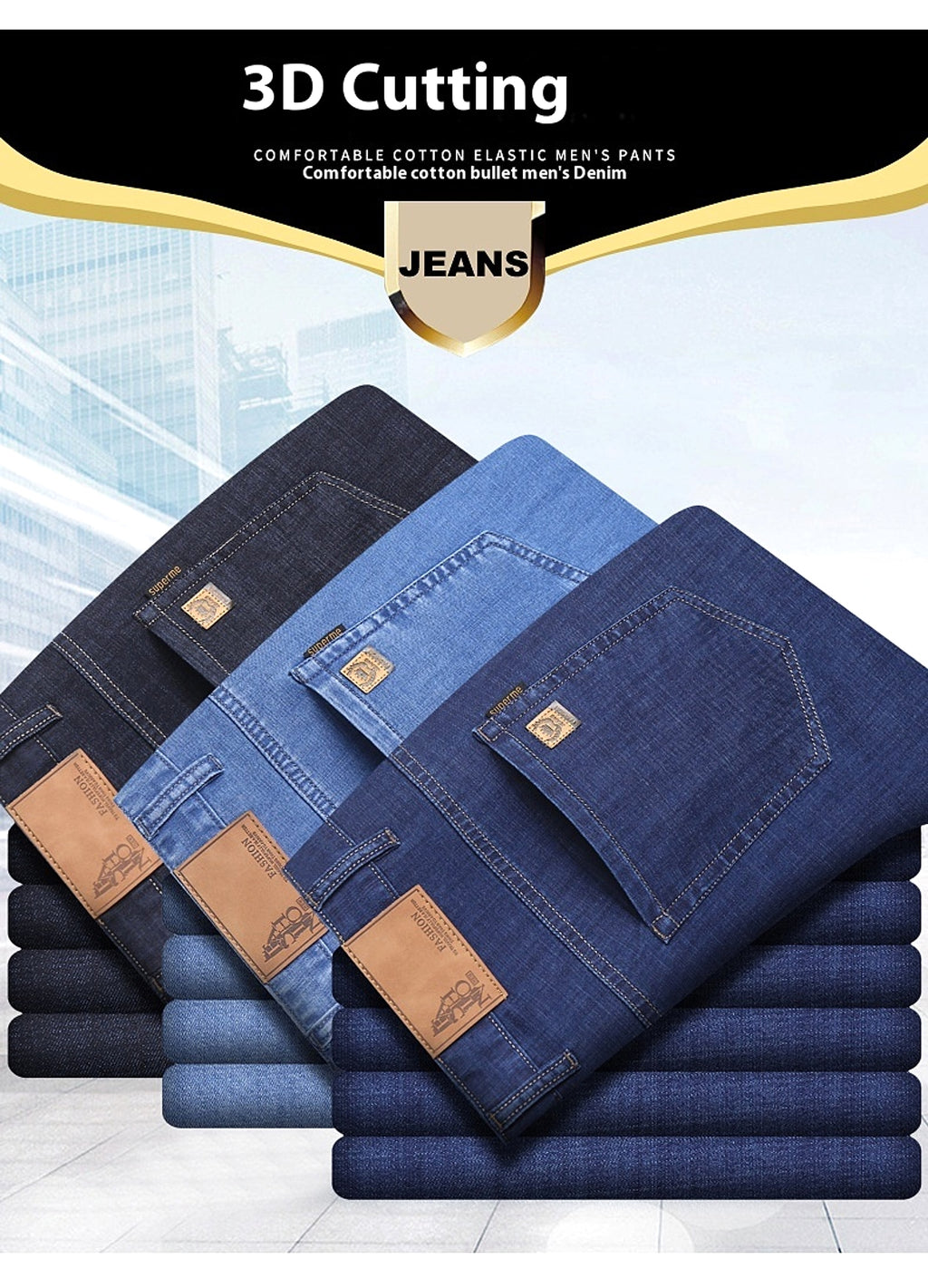Thin Summer Cotton Elastic Ice Silk Quality Mid-high Waist Jeans - enhanced image 11