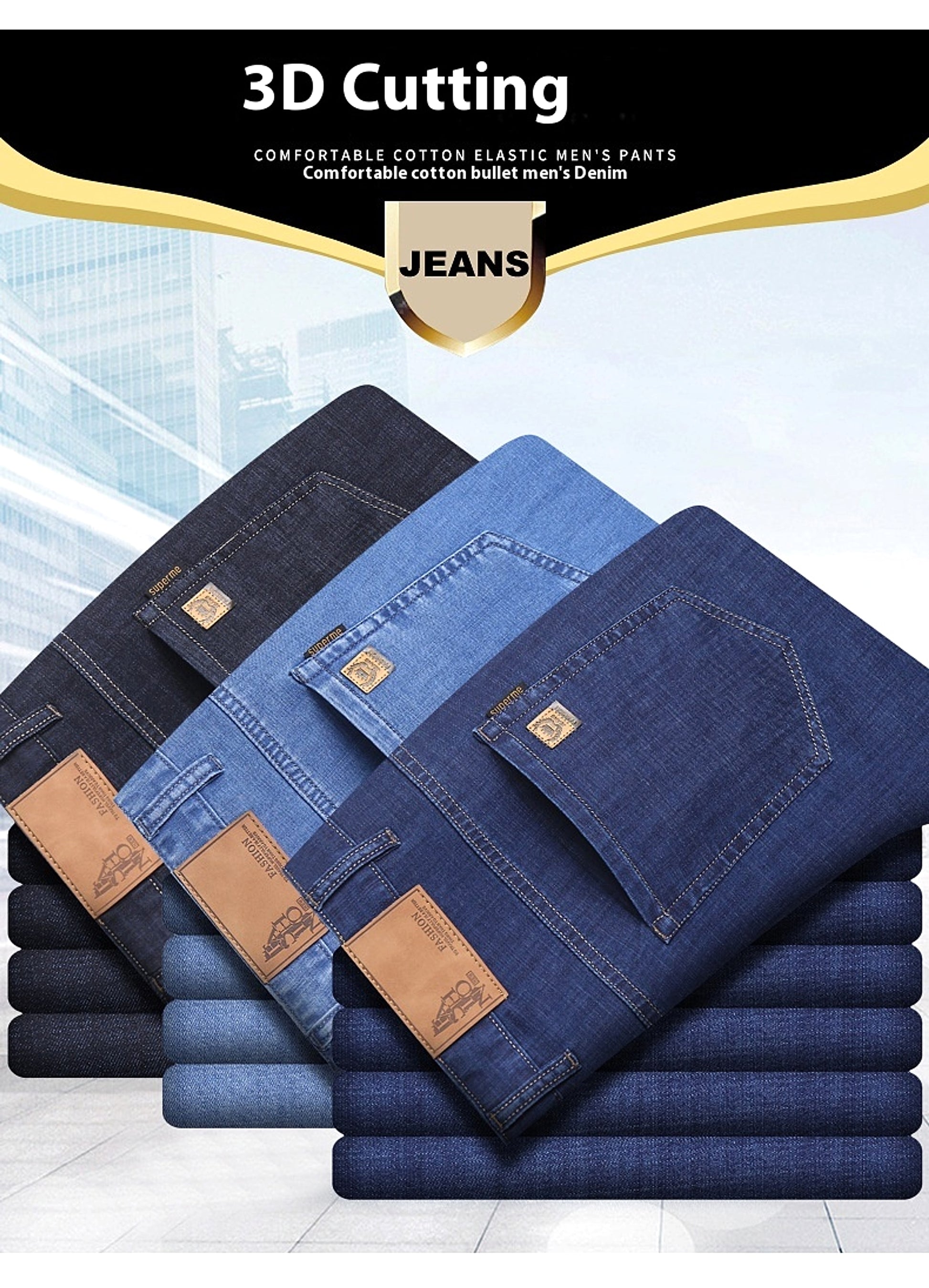 Thin Summer Cotton Elastic Ice Silk Quality Mid-high Waist Jeans - enhanced image 11
