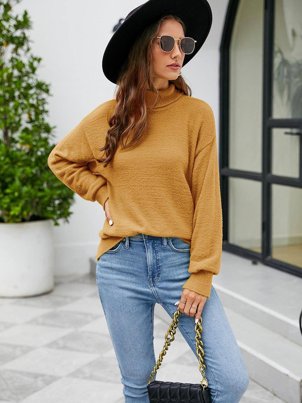 Turtleneck Dropped Shoulder Sweater - enhanced image 11