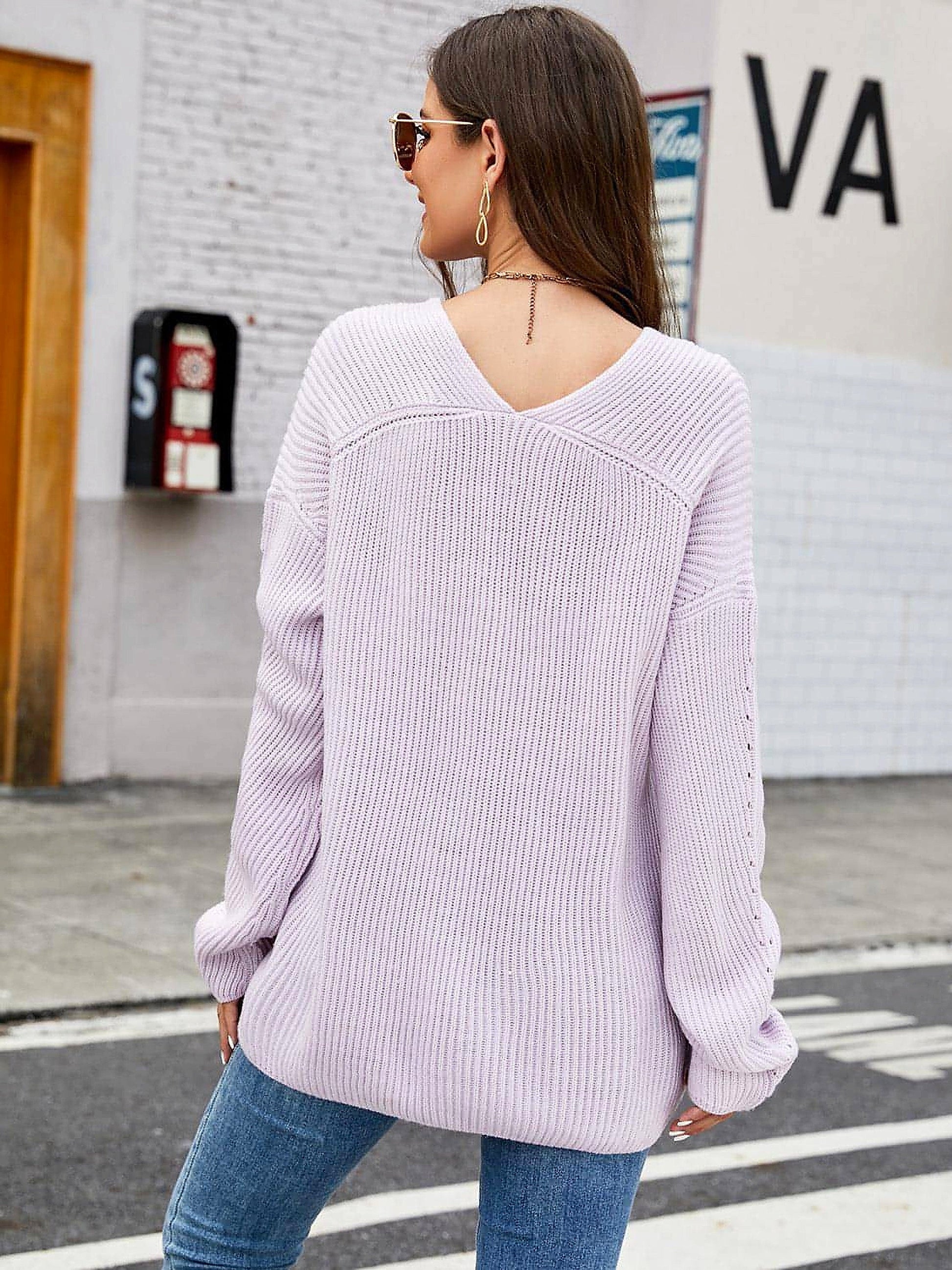 V-Neck Rib-Knit Top - enhanced image 11
