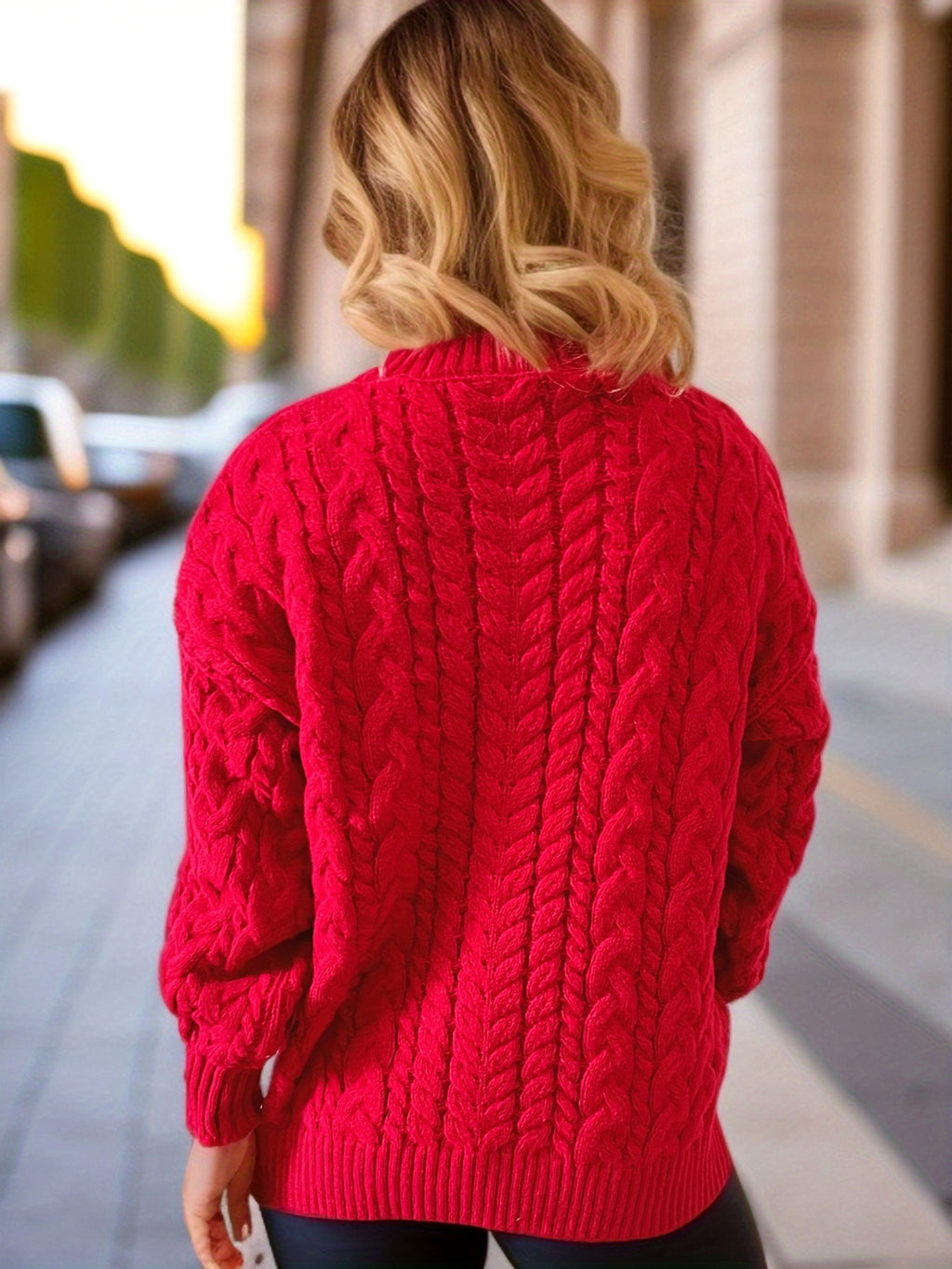 Vintage Vertical Stripes Twist Round Neck Long Sleeve Knitted Pullover Thick Needle Sweater For Women - enhanced image 11
