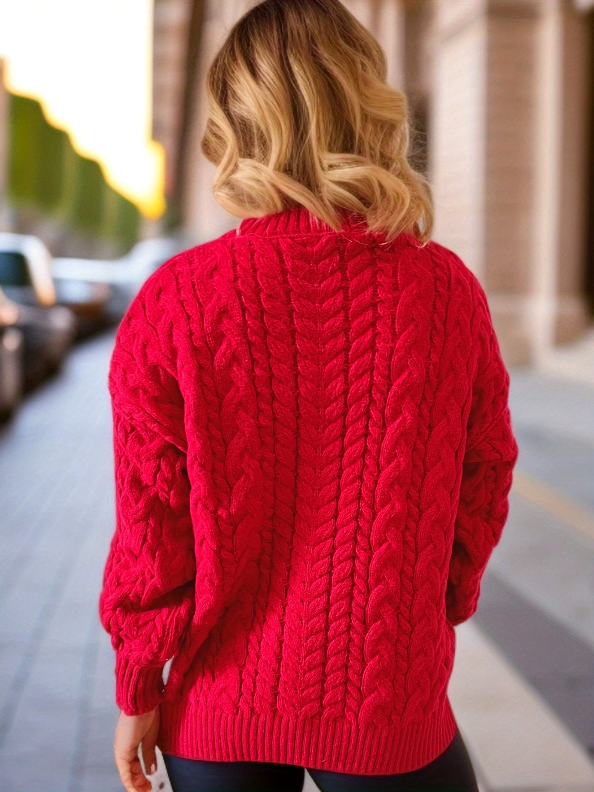 Vintage Vertical Stripes Twist Round Neck Long Sleeve Knitted Pullover Thick Needle Sweater For Women - enhanced image 11