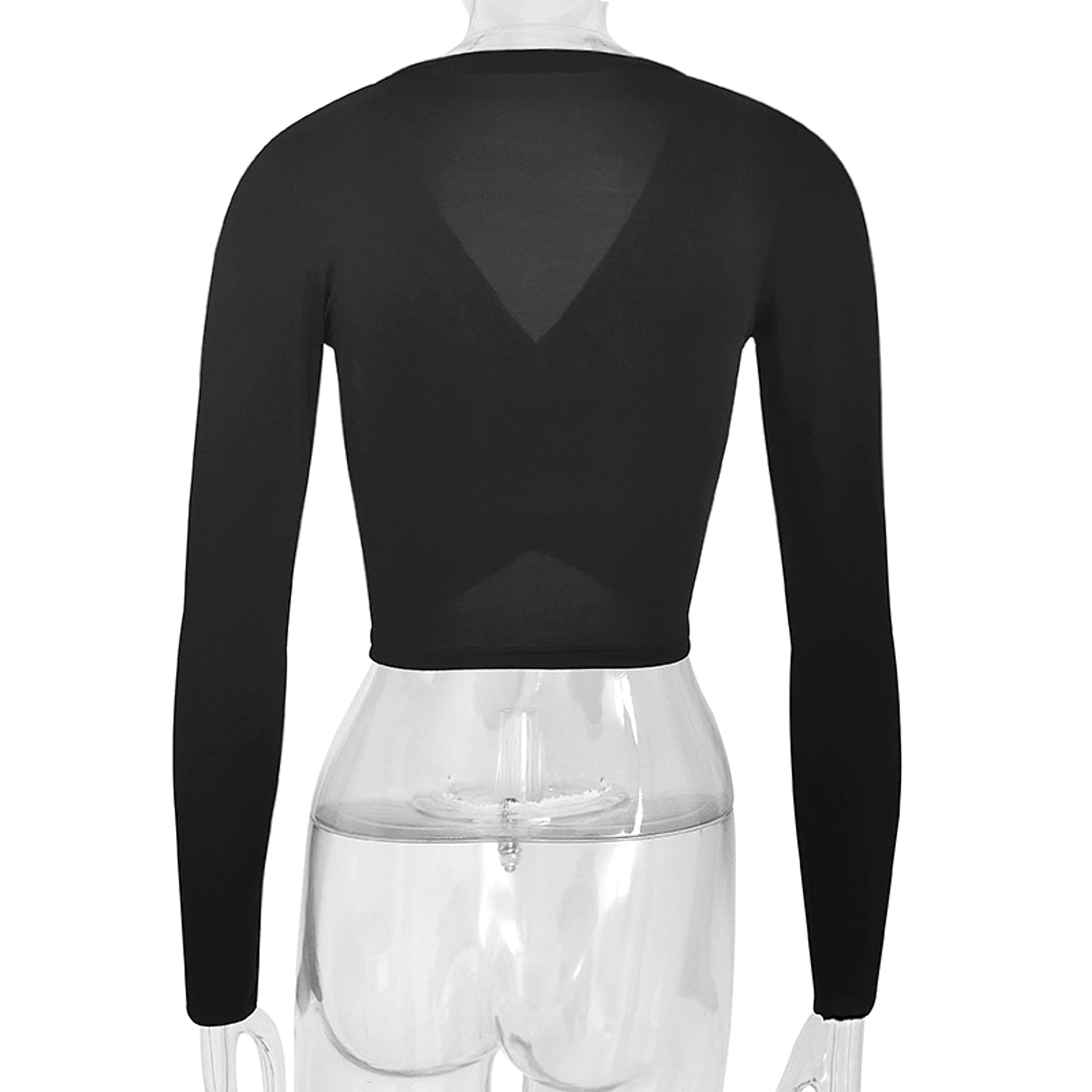 Women's Clothing Cross V-neck Stitching Slim-fit Long-sleeved Bottoming (T-Shirt) - enhanced image 11