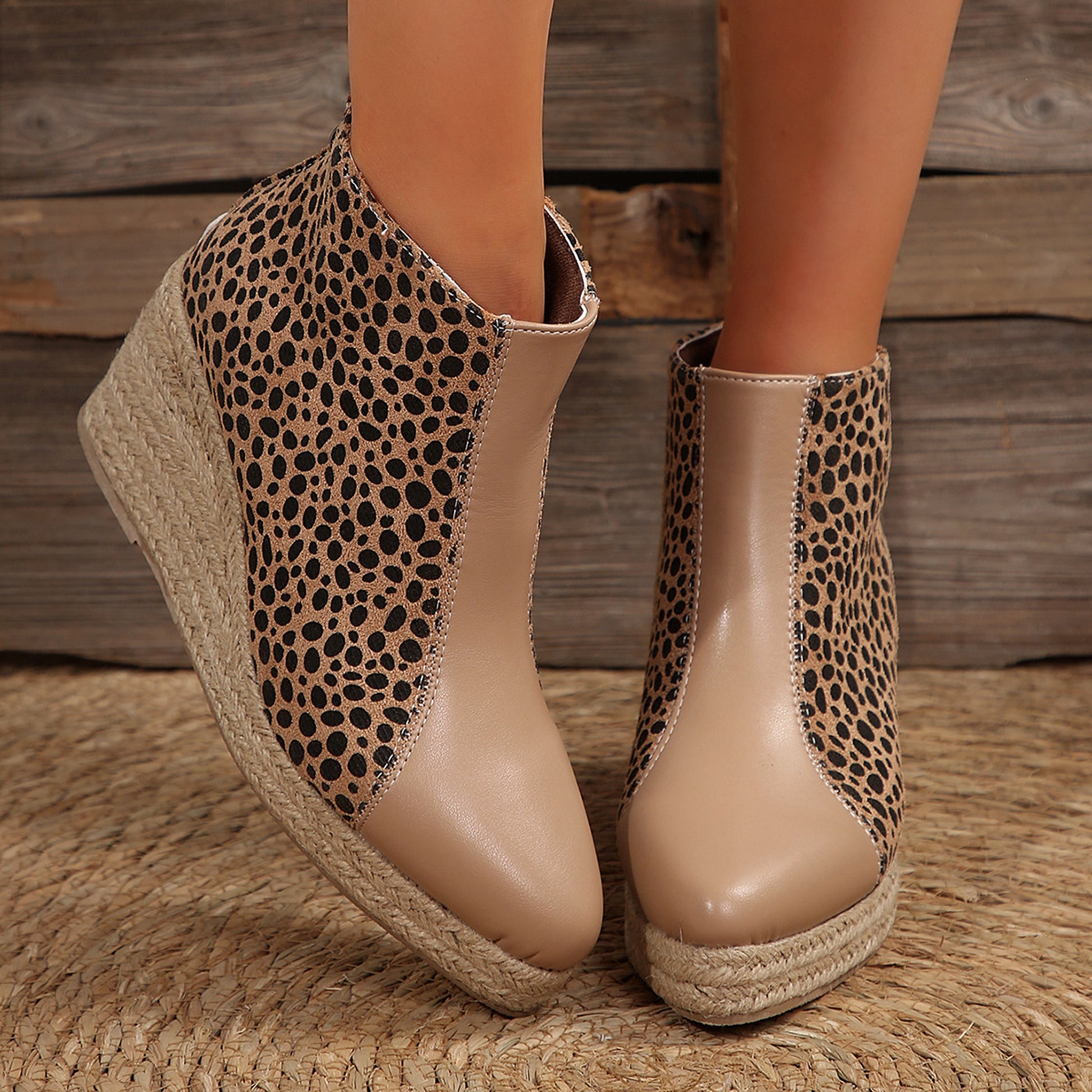 Women's Color-block Wedge Boots - enhanced image 11