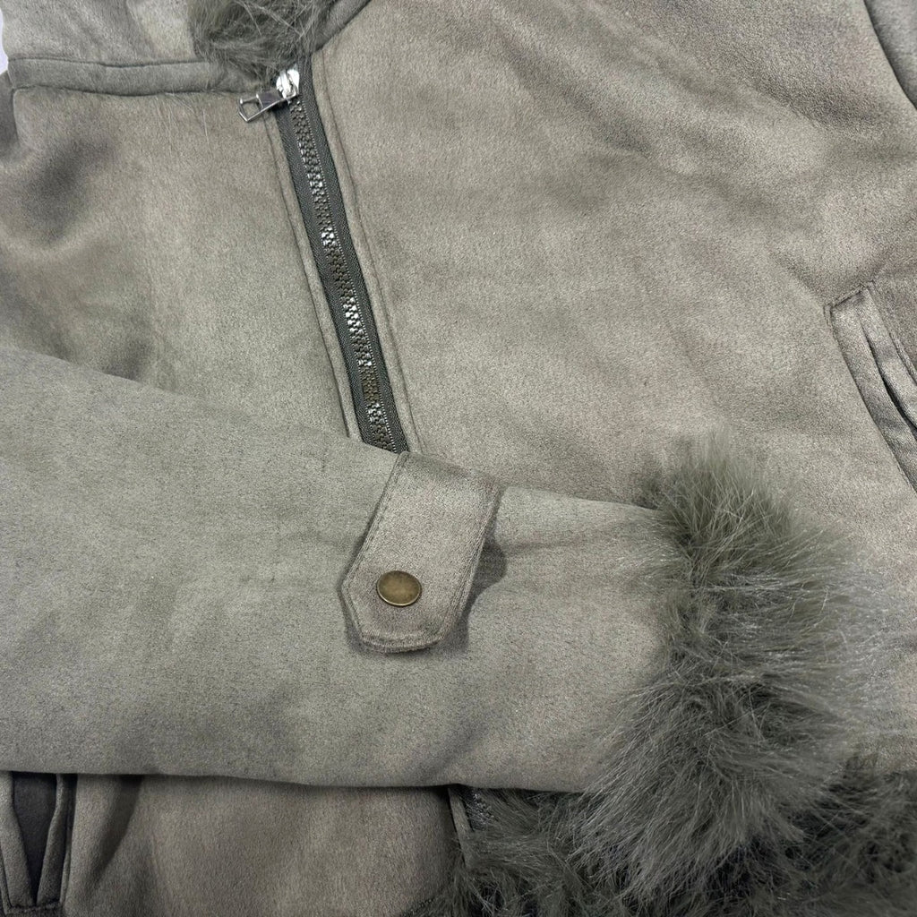 Women's Suede Short Coat – Faux Leather Fall & Winter Streetwear Jacket - enhanced image 11
