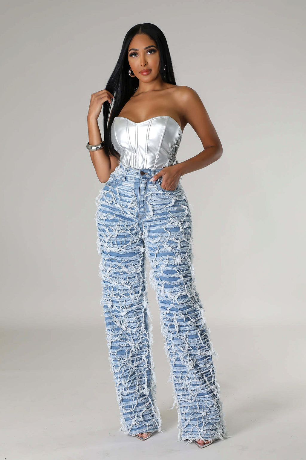 25 Edition – Women’s High Waist Ripped Tassel Denim Pants - enhanced image 12