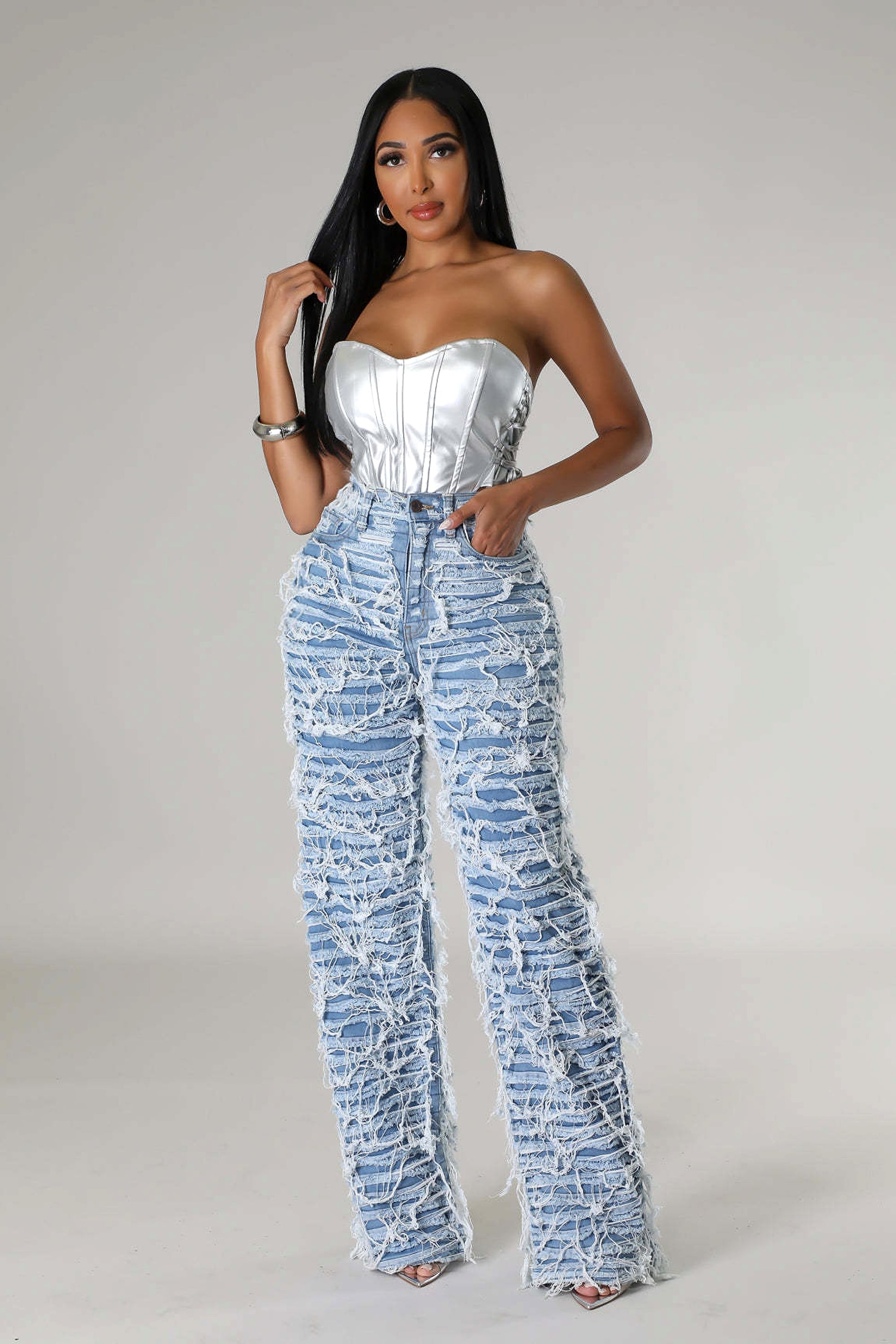 25 Edition – Women’s High Waist Ripped Tassel Denim Pants - enhanced image 12