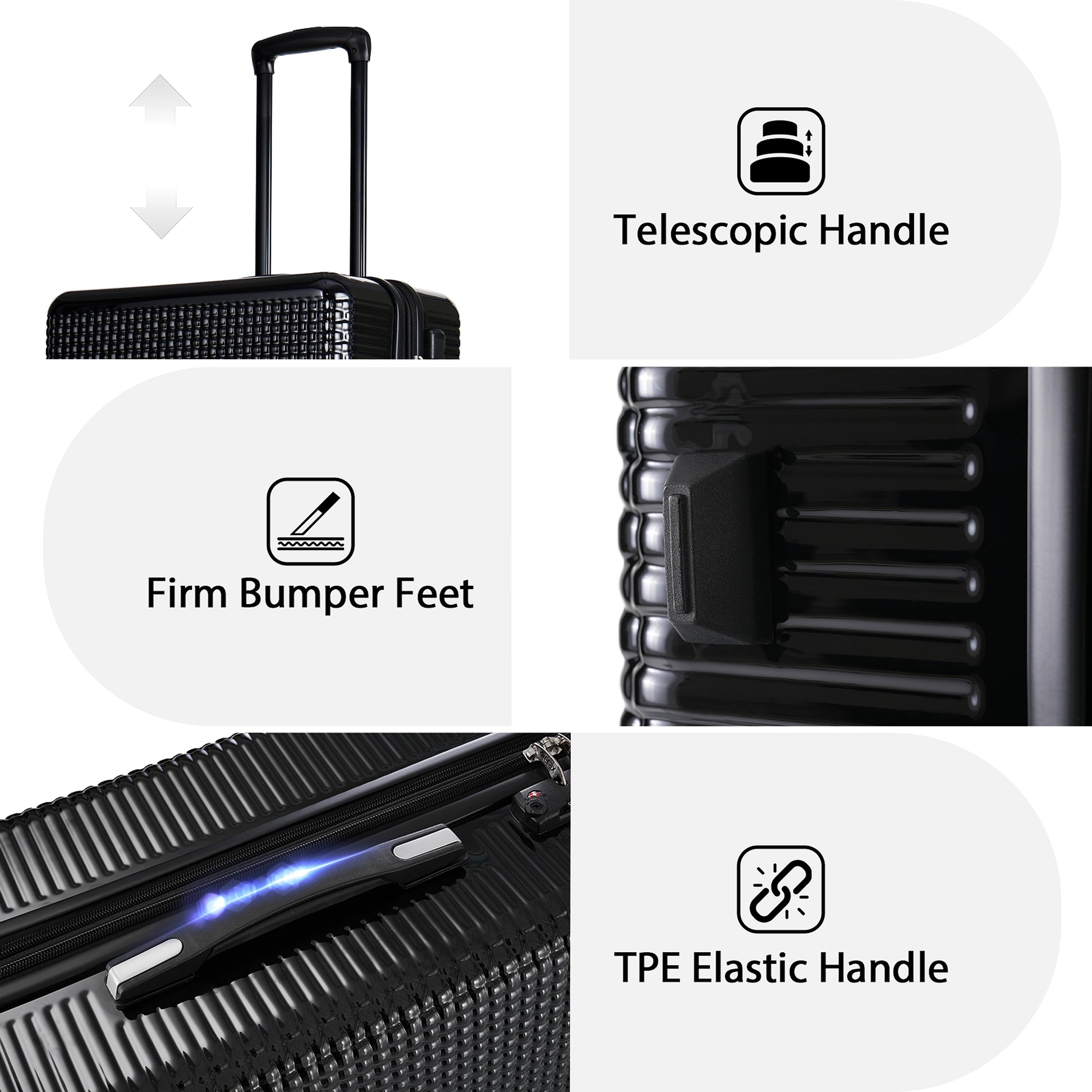 3 Piece Set Of Hard Shell Suitcases With Wheels, Light Expandable Travel Suitcase With TSA Lock - enhanced image 12