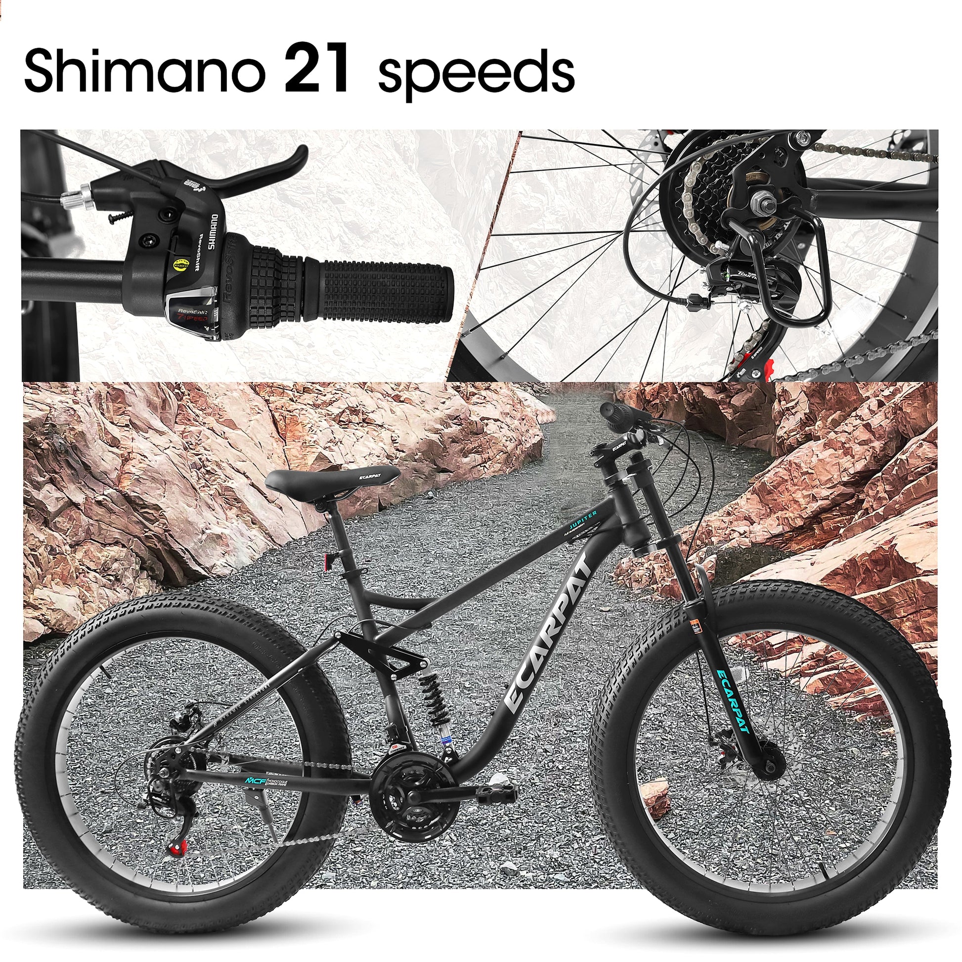 Ruffryde Ecarpat™ – 26" Full Suspension MTB (21-Speed, Dual Disc, Black) - enhanced image 12