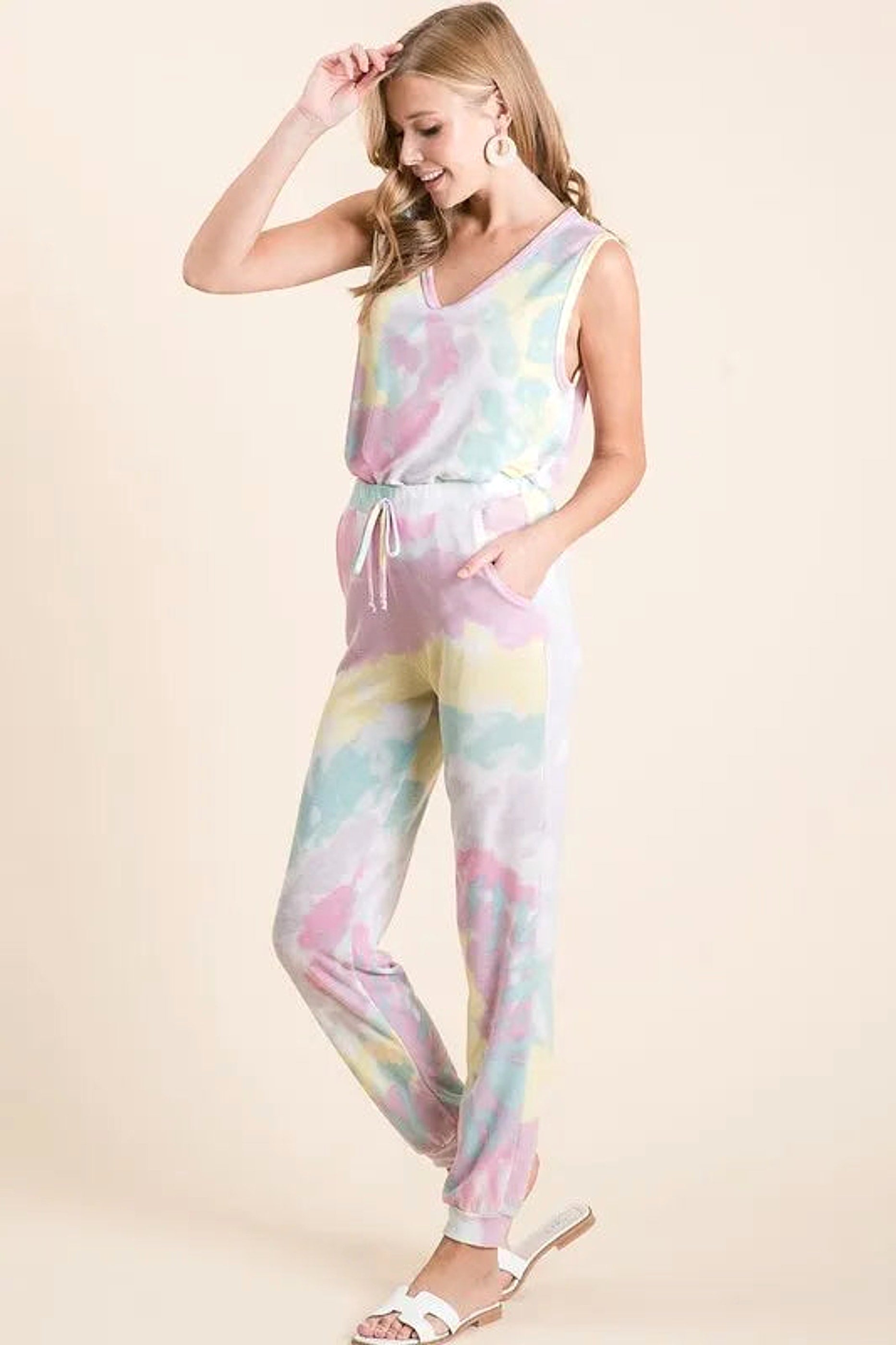 BiBi Tie Dye French Terry Casual Pants - enhanced image 12