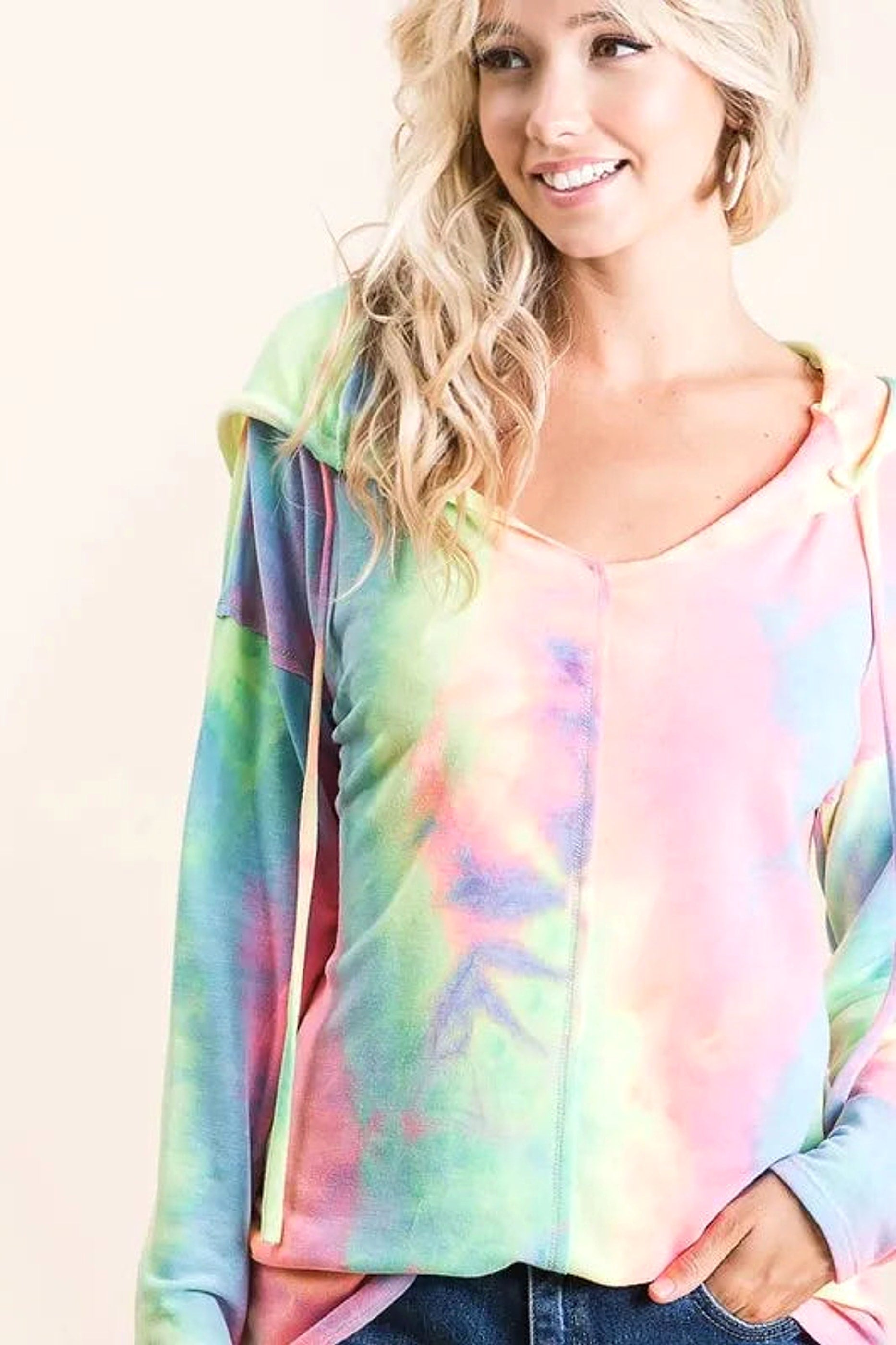 BiBi Tie Dye Terry Long Sleeve Hoodie - enhanced image 12