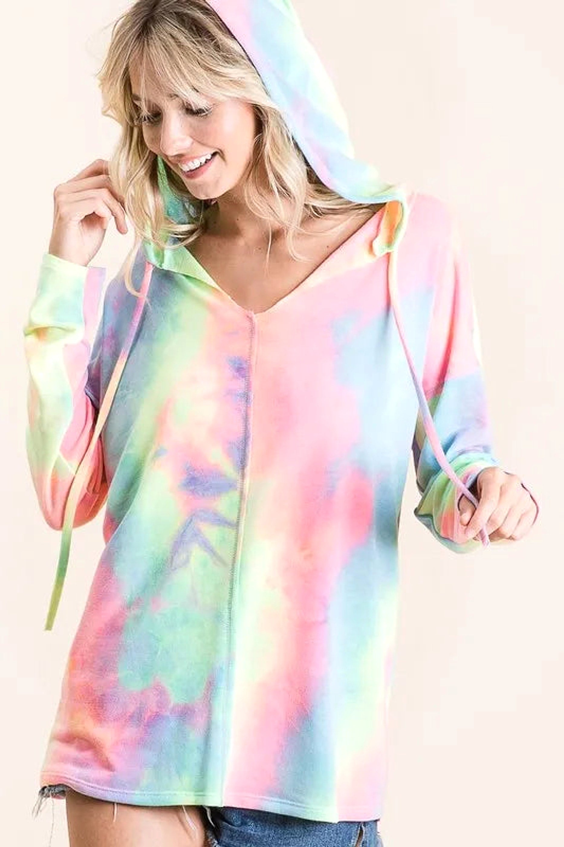 BiBi Tie Dye Terry Long Sleeve Hoodie - enhanced image 12