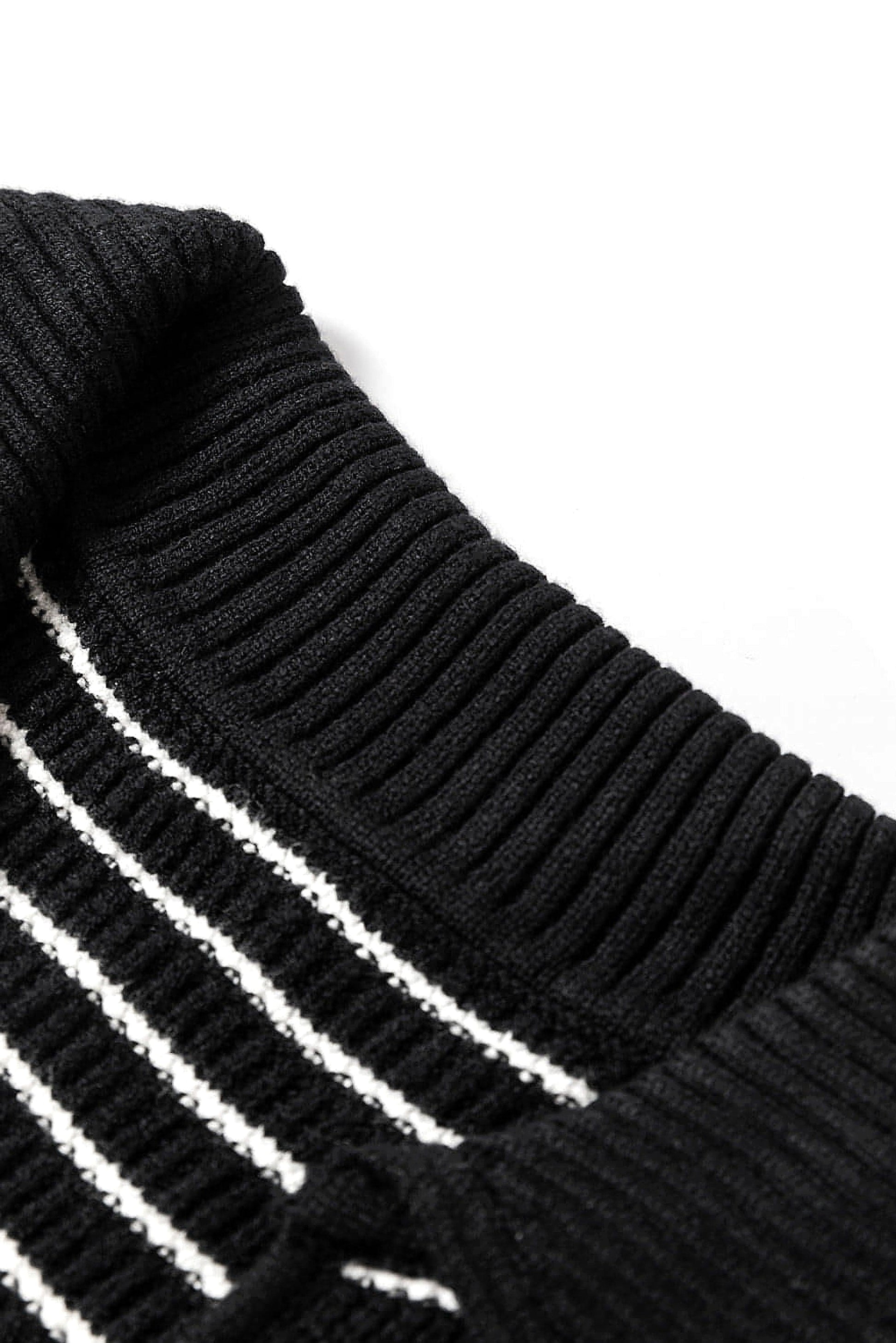 Black Stripe Turn-down V Neck Sweater Tank Top - enhanced image 12