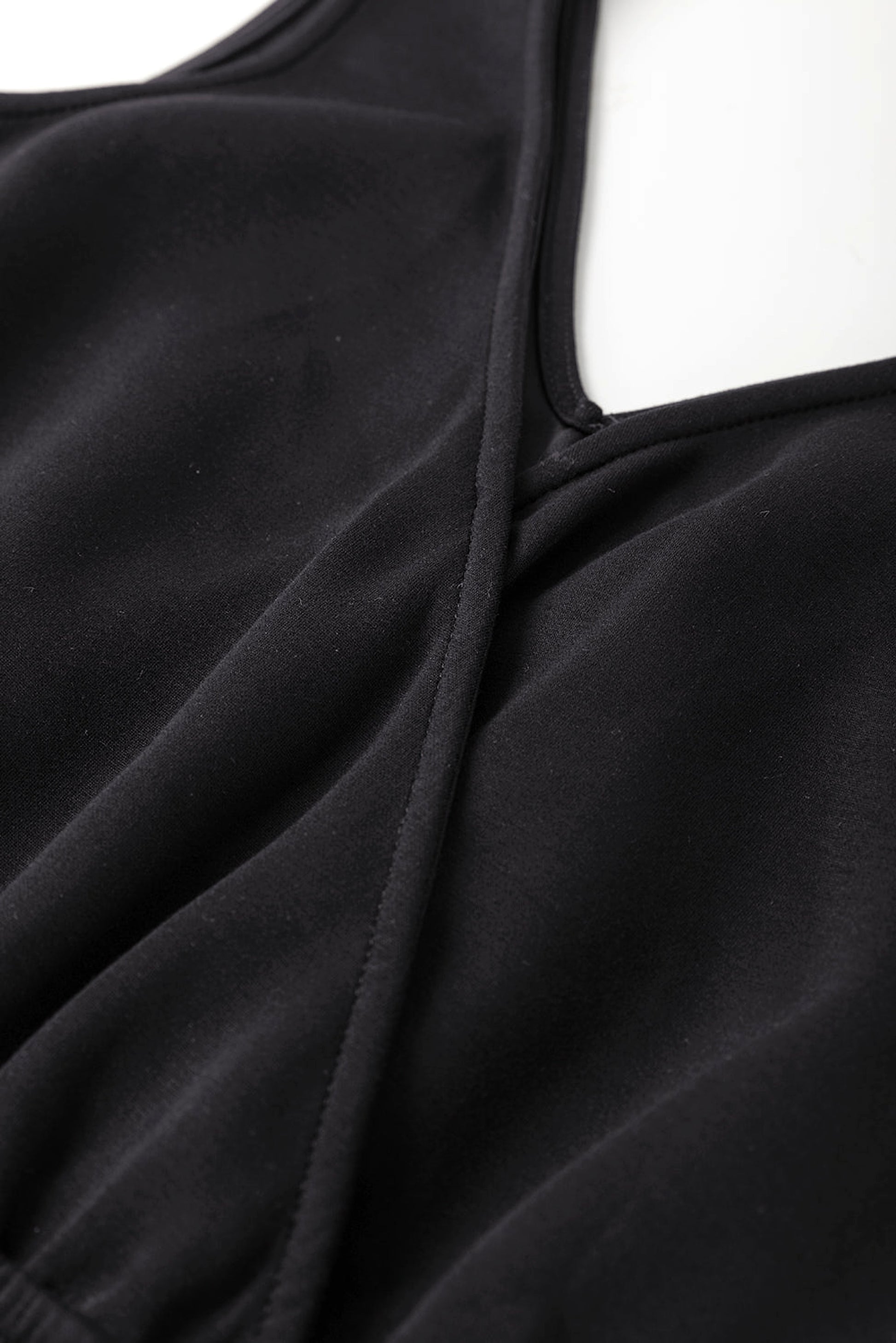 Black Wrap V Neck Sleeveless High Waist Jumpsuit - enhanced image 12