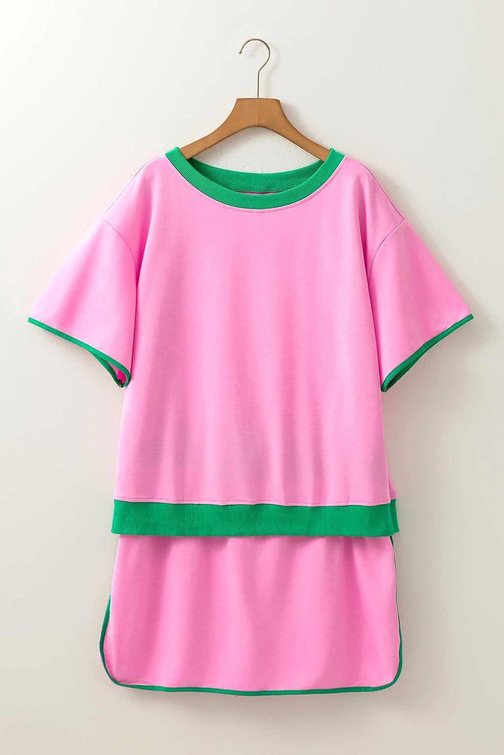 Bonbon Plus Size Contrast Trim T Shirt and Skirt Two Piece Set - enhanced image 12