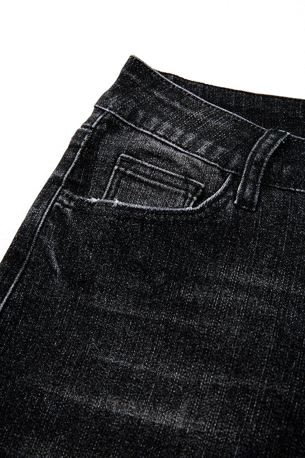 Carbon Grey Mineral Wash Raw Hem High Waist Flared Jeans - enhanced image 12